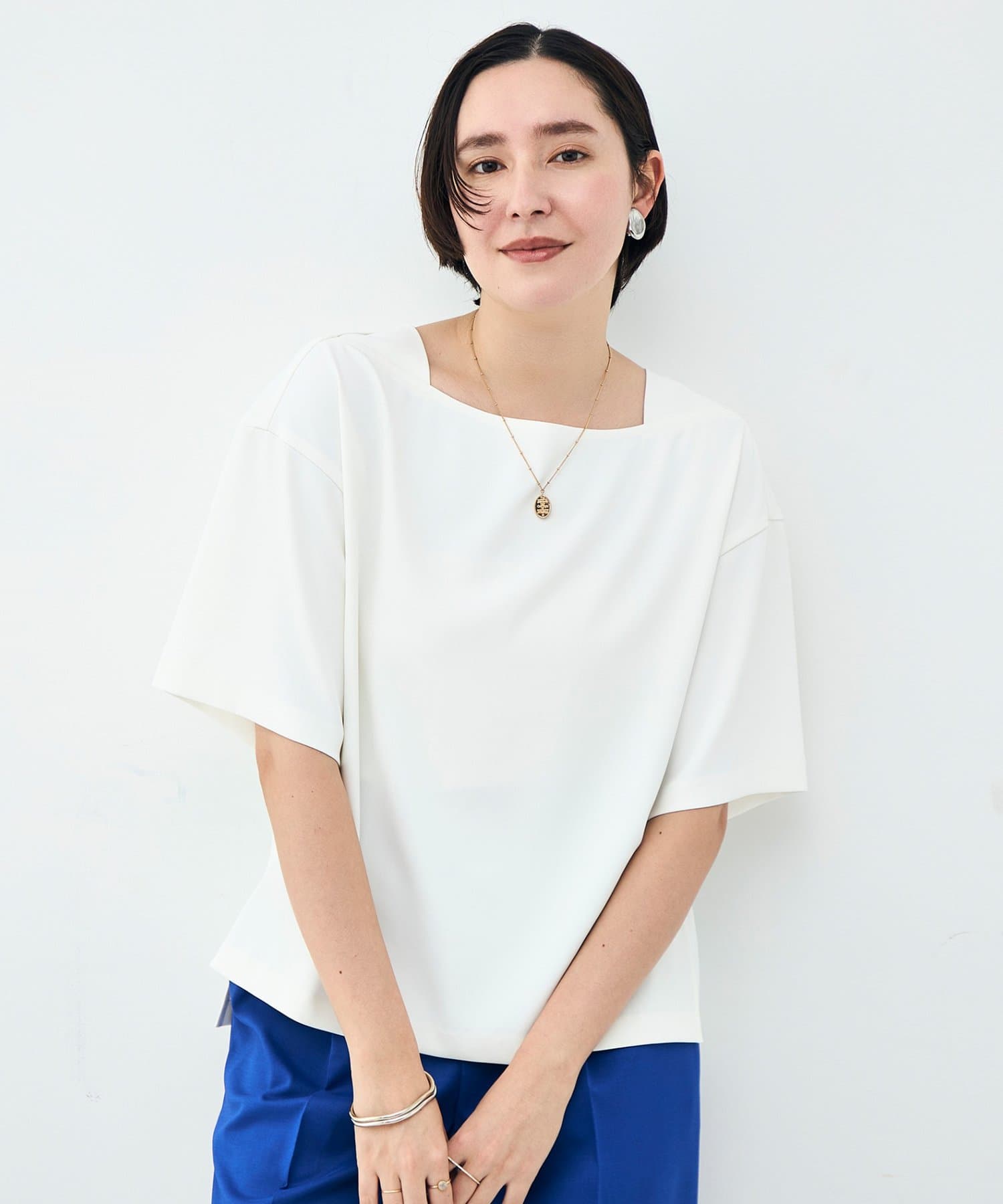 NOLLEY'S(ノーリーズ) 《セットアップ対応》ウォッシャブルイージーツイルTブラウス