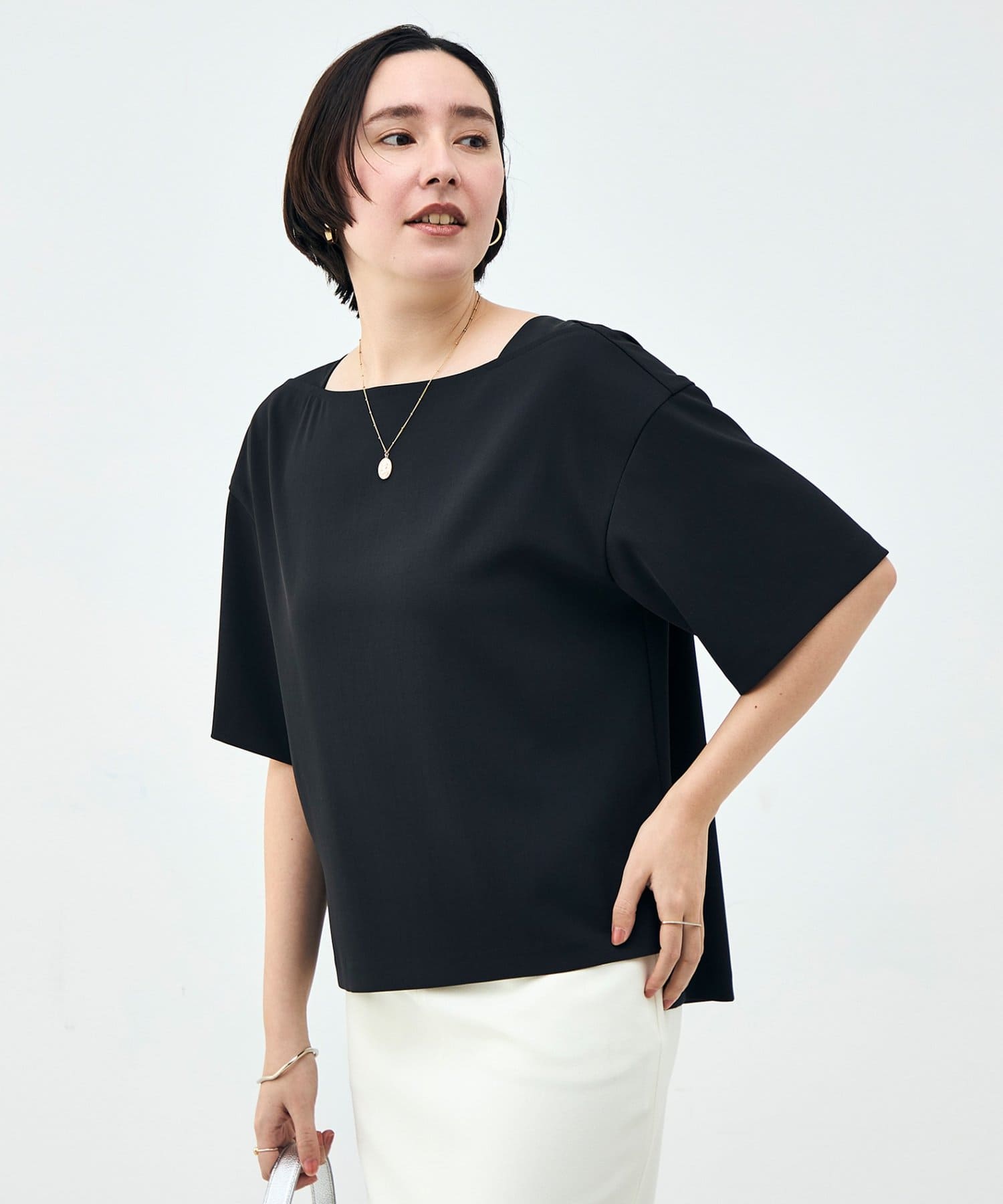 NOLLEY'S(ノーリーズ) 《セットアップ対応》ウォッシャブルイージーツイルTブラウス