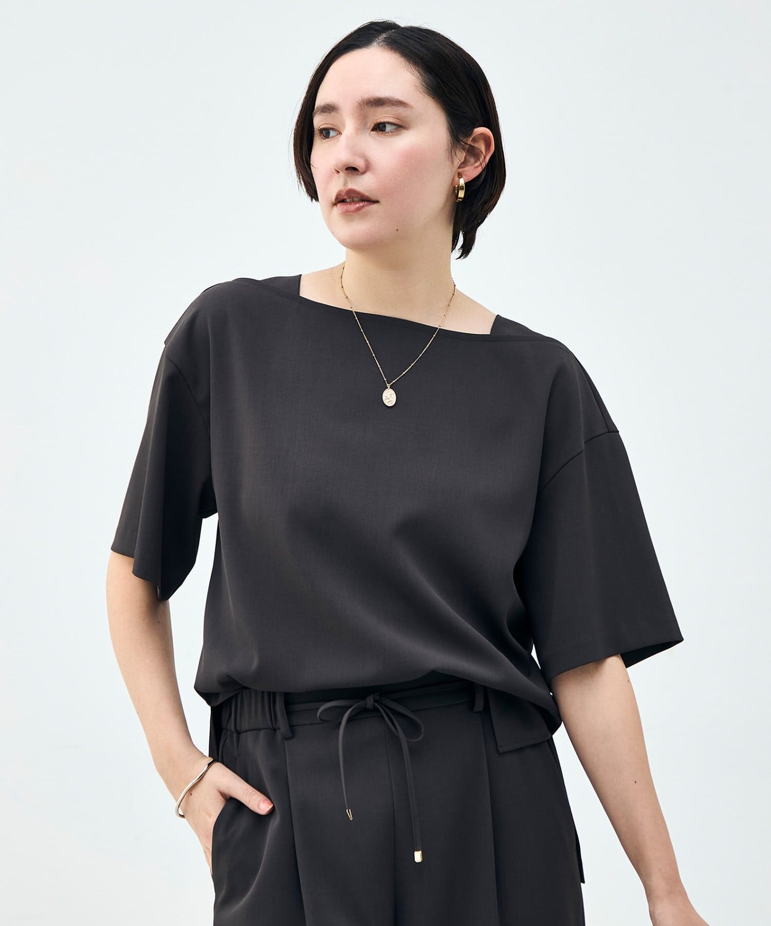 NOLLEY'S(ノーリーズ) 《セットアップ対応》ウォッシャブルイージーツイルTブラウス