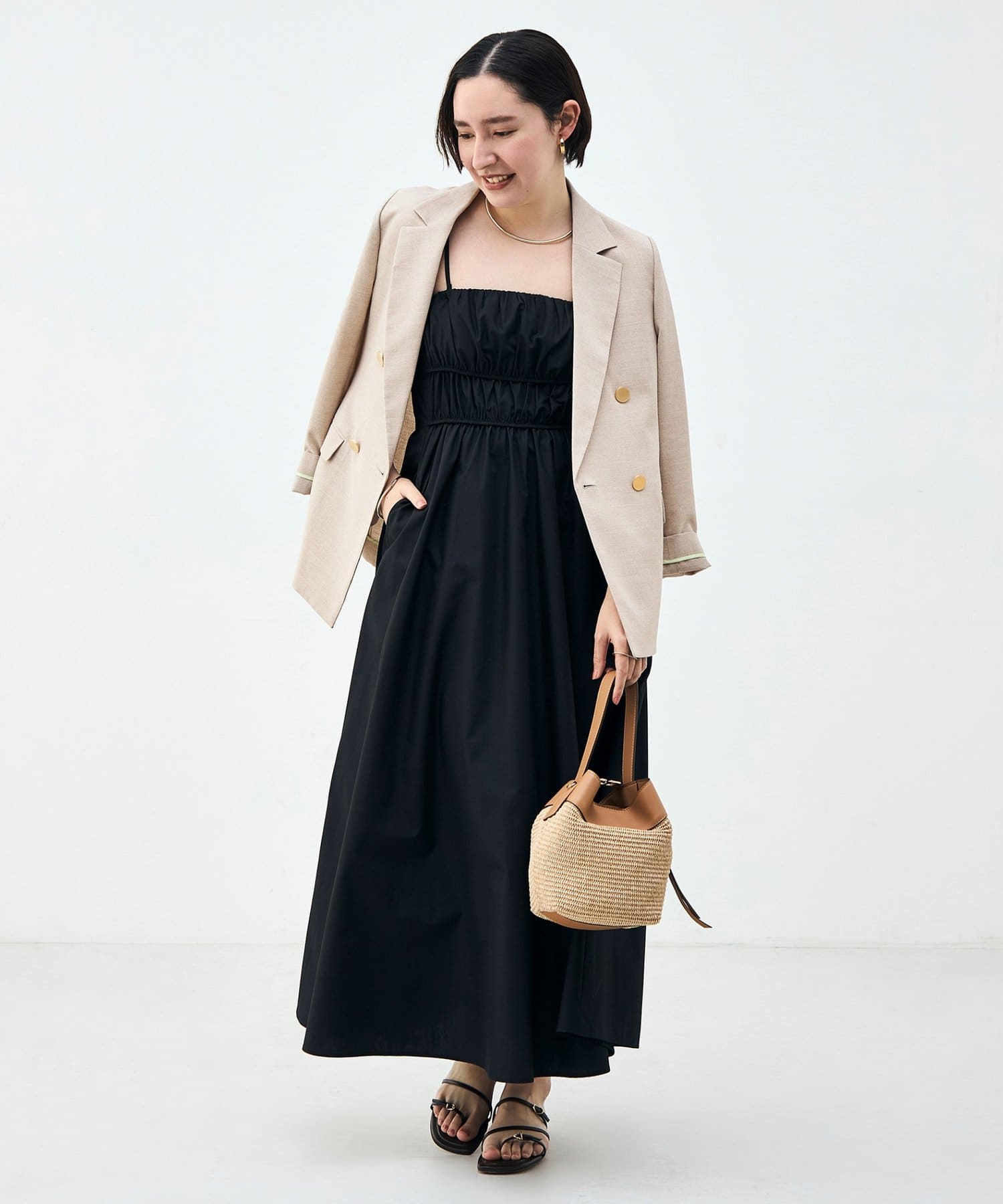 NOLLEY'S(ノーリーズ) ウォッシャブル2WAYギャザーキャミワンピース