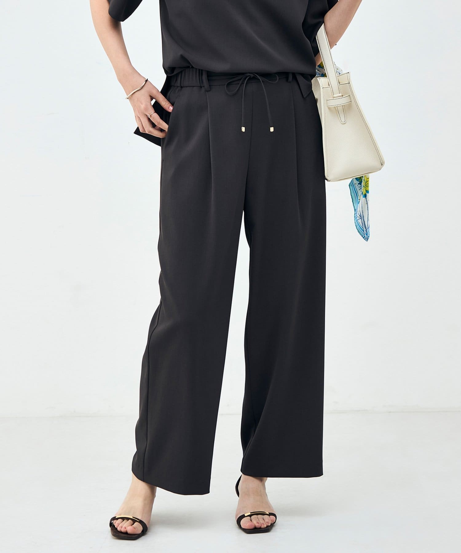 NOLLEY'S(ノーリーズ) 《セットアップ対応》ウォッシャブルイージーツイルセミワイドパンツ