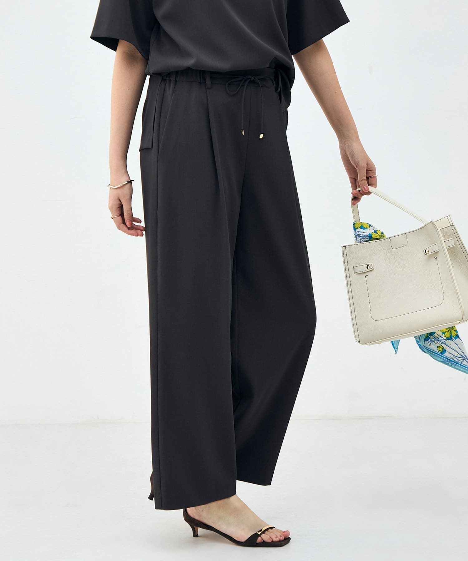 NOLLEY'S(ノーリーズ) 《セットアップ対応》ウォッシャブルイージーツイルセミワイドパンツ