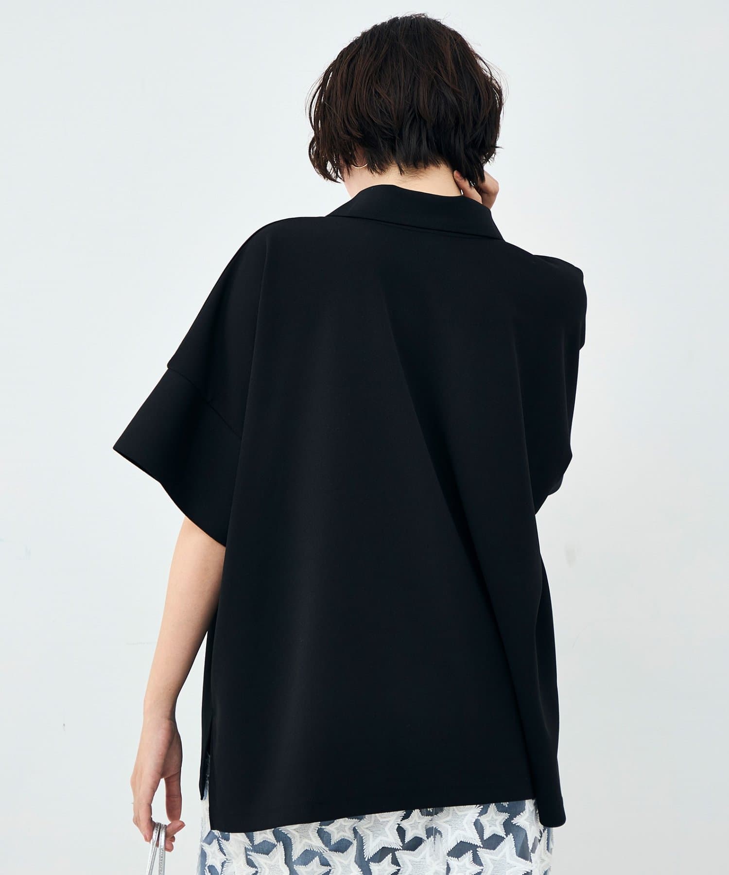 NOLLEY'S(ノーリーズ) ウォッシャブルョーポロ襟ハーフスリーブジゼットダンボール