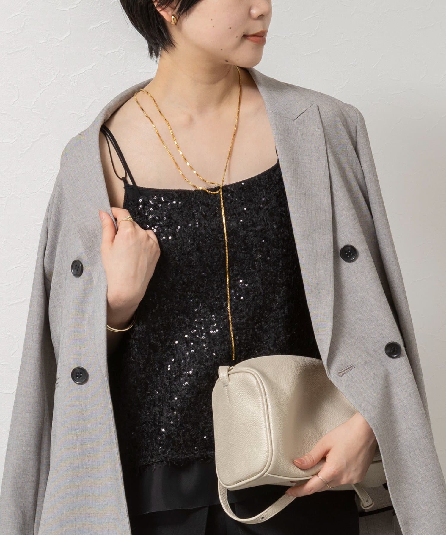 NOLLEY'S(ノーリーズ) ウォッシャブルフェザースパンコールチュールキャミブラウス