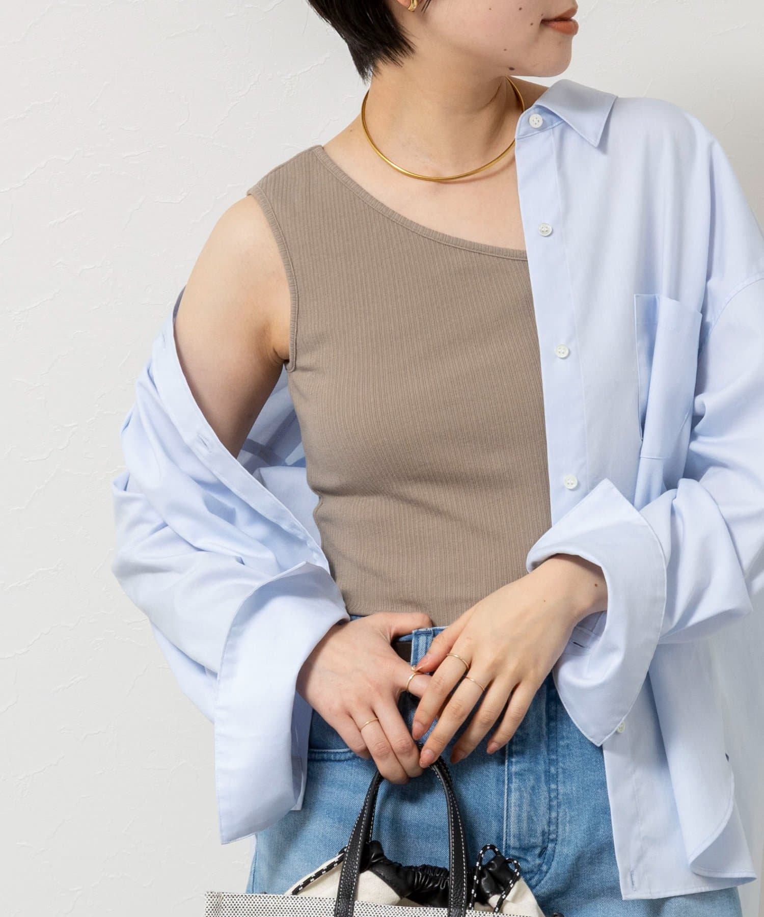 NOLLEY'S(ノーリーズ) ウォッシャブルカップ付ワンショルタンクトップ