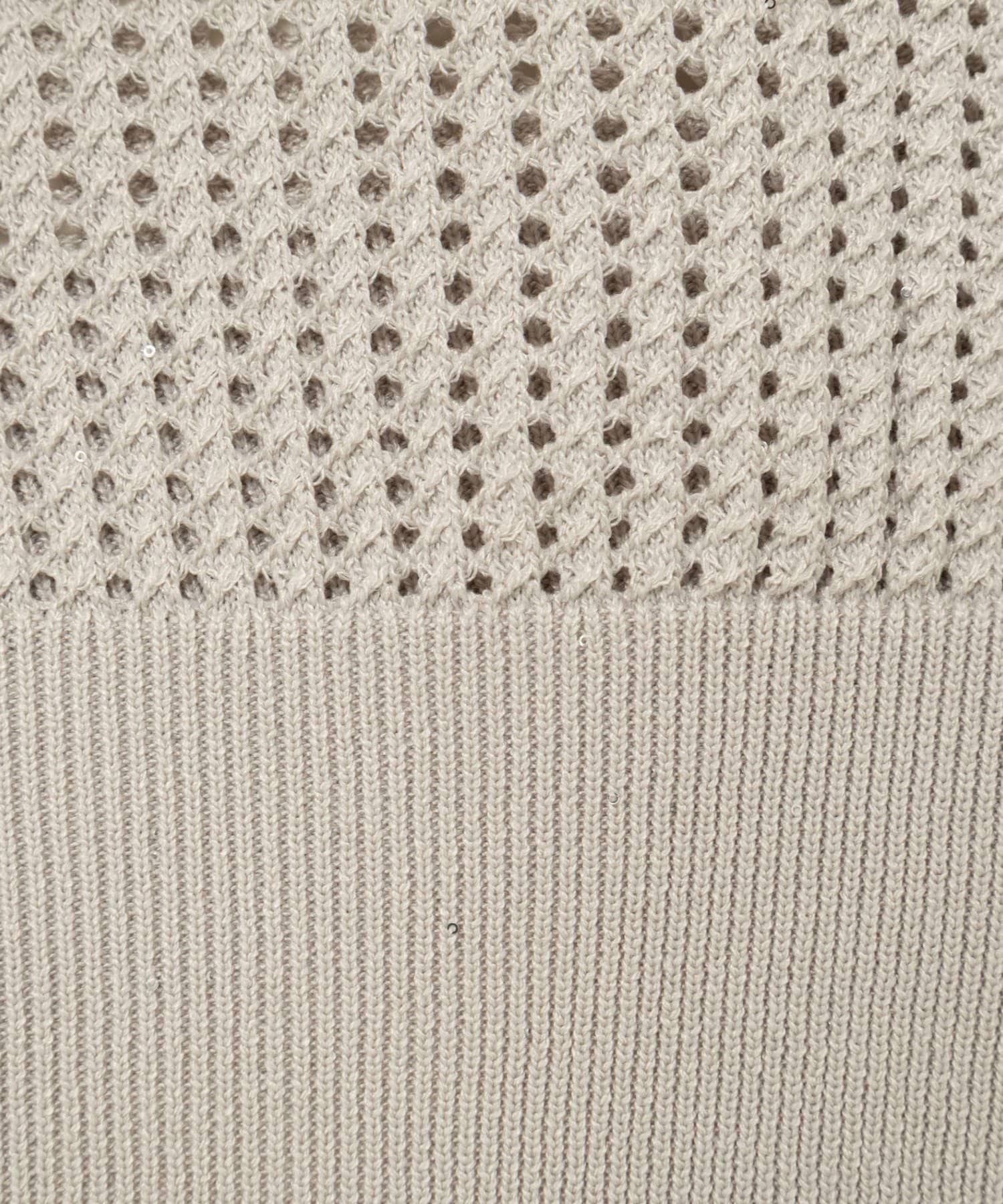 NOLLEY'S(ノーリーズ) 《手洗い可能》メッシュスパンコール6分袖カーディガン