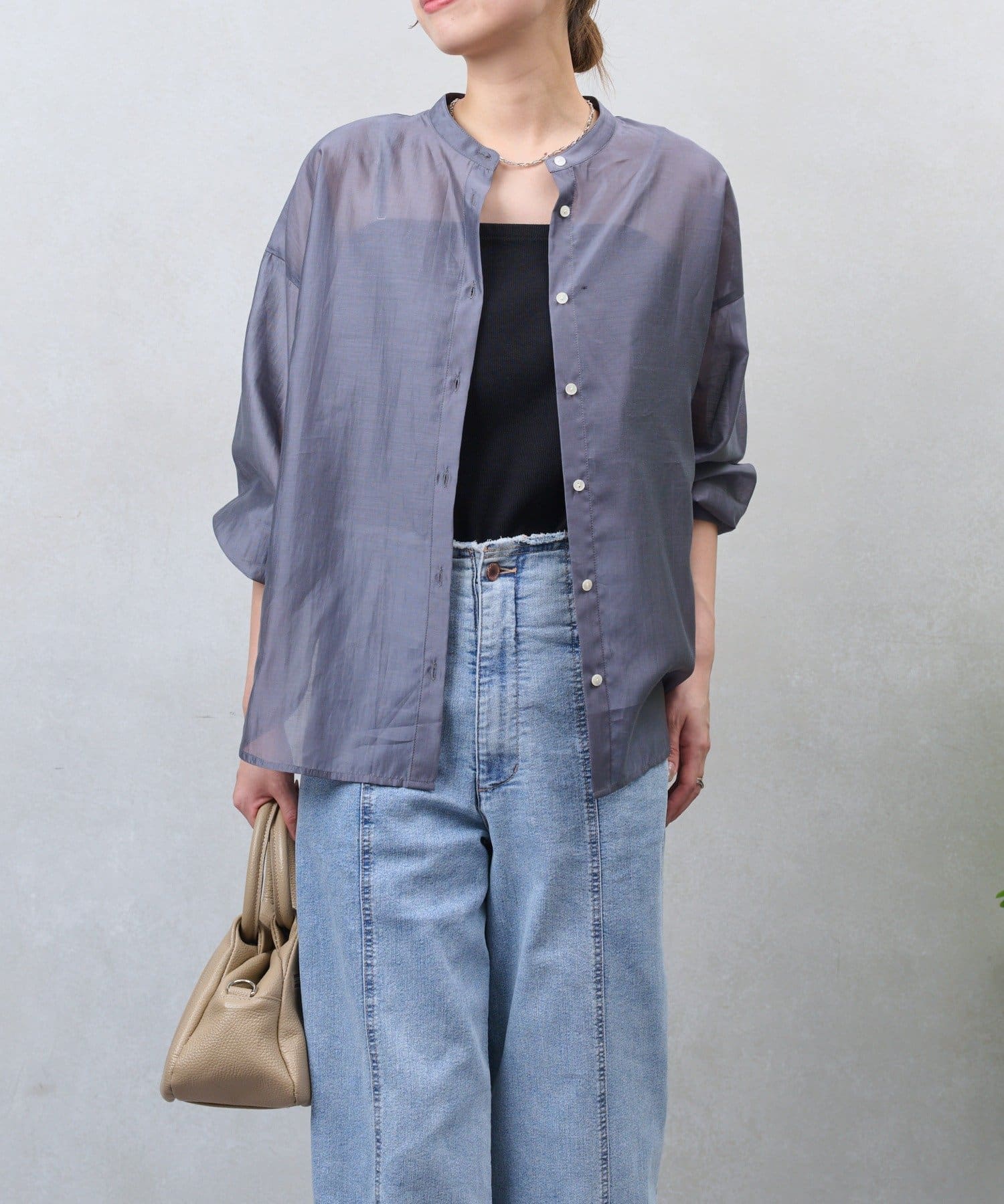 Jena　espace merveilleux(ジェナ　エスパスメルヴェイユ) シアーバックラッフルシャツ