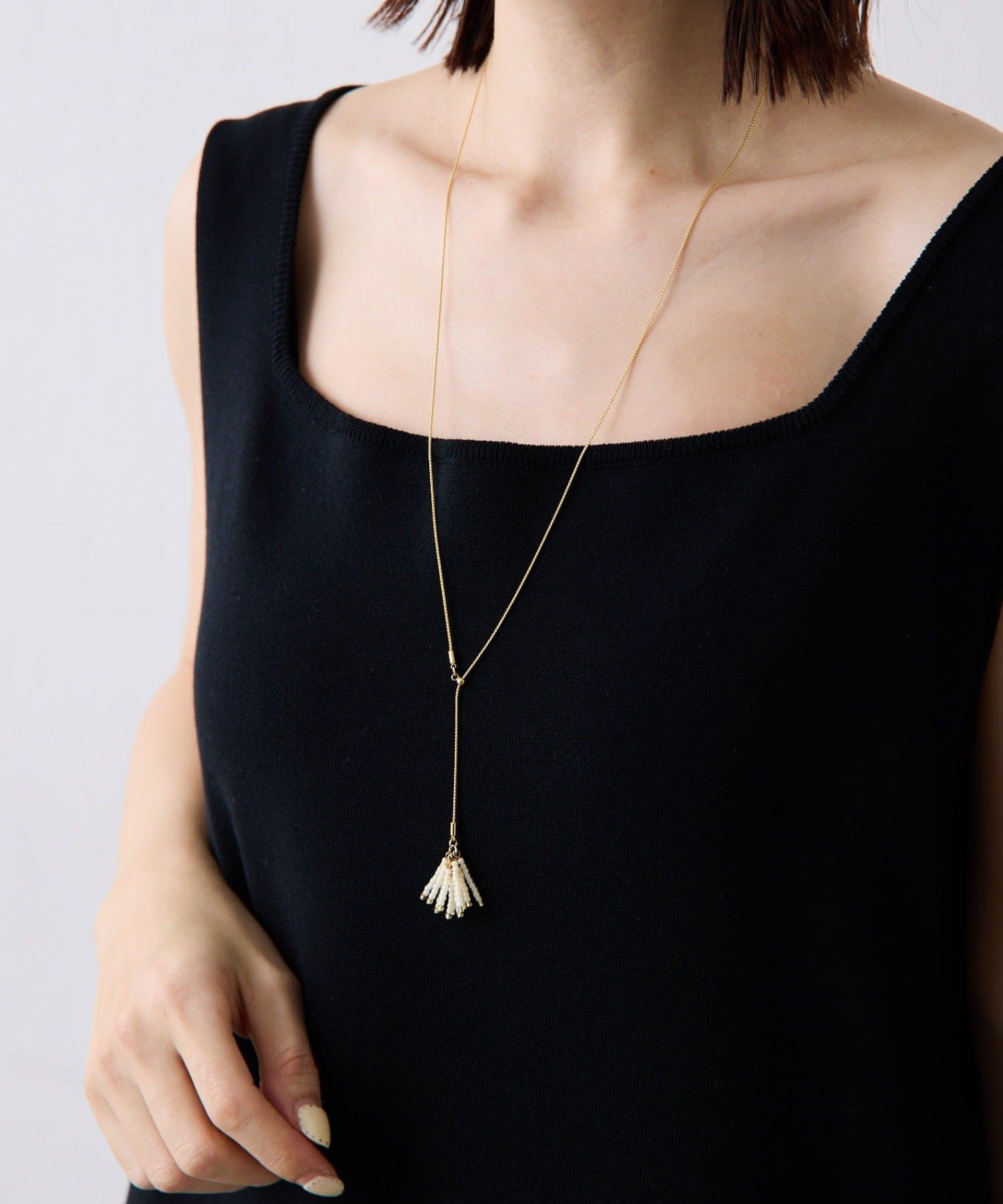 COLLAGE GALLARDAGALANTE(コラージュ ガリャルダガランテ) 【PAPILLONNER/パピヨネ】ビーズフリンジYネックレス