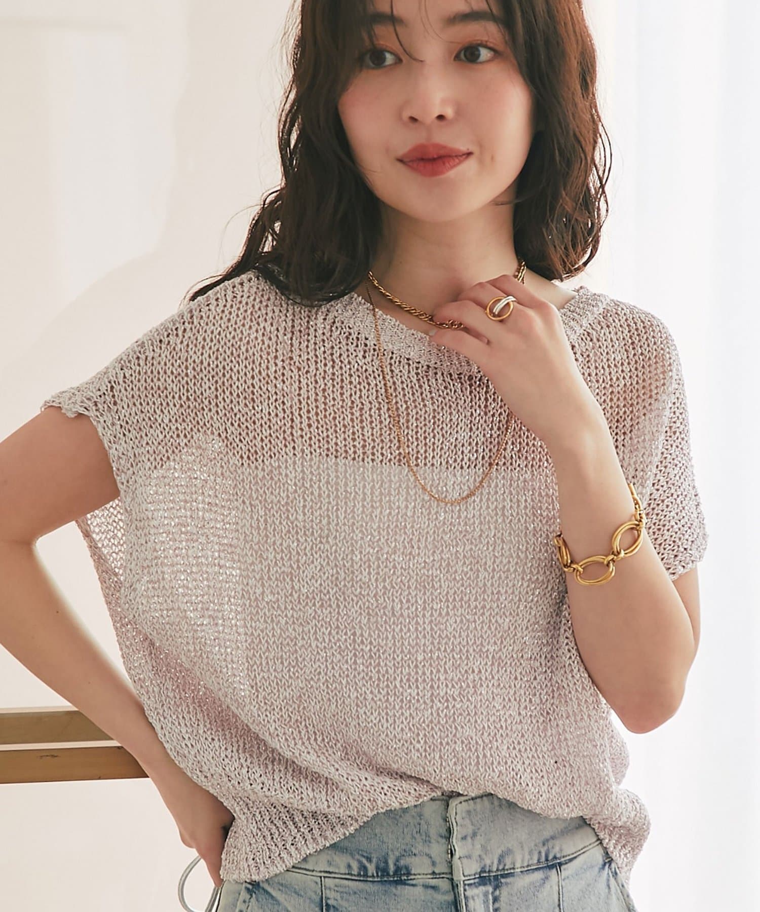 La boutique BonBon(ラブティックボンボン) 【復刻・新色登場！】ラメ天竺針抜きフレンチニット