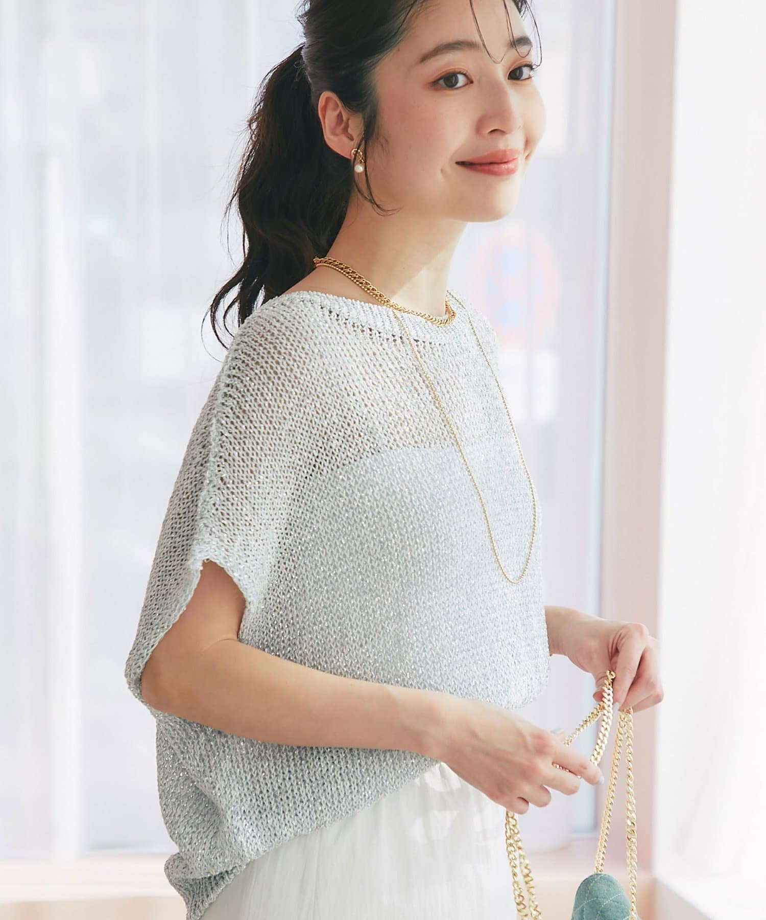 La boutique BonBon(ラブティックボンボン) 【復刻・新色登場！】ラメ天竺針抜きフレンチニット