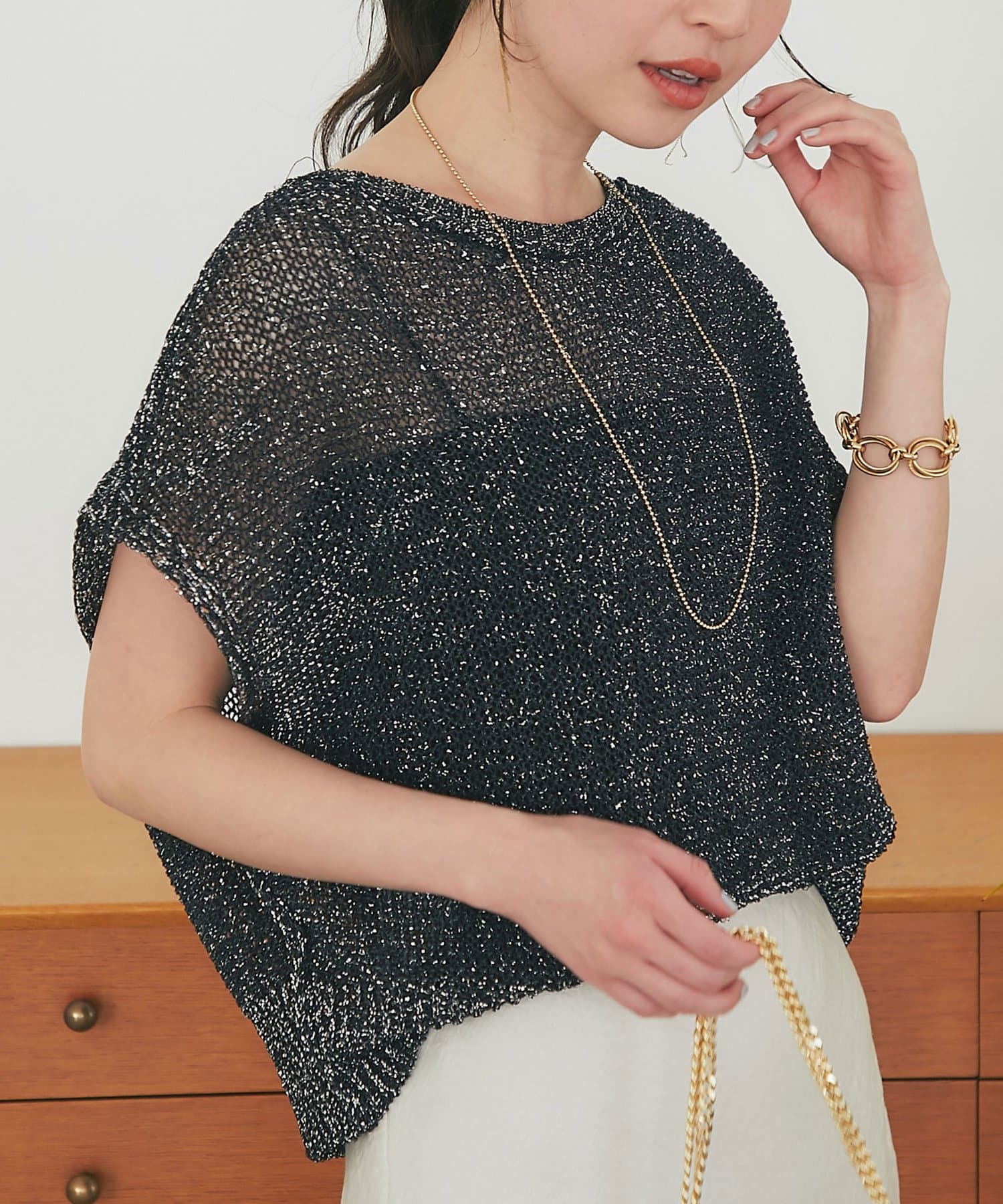 La boutique BonBon(ラブティックボンボン) 【復刻・新色登場！】ラメ天竺針抜きフレンチニット