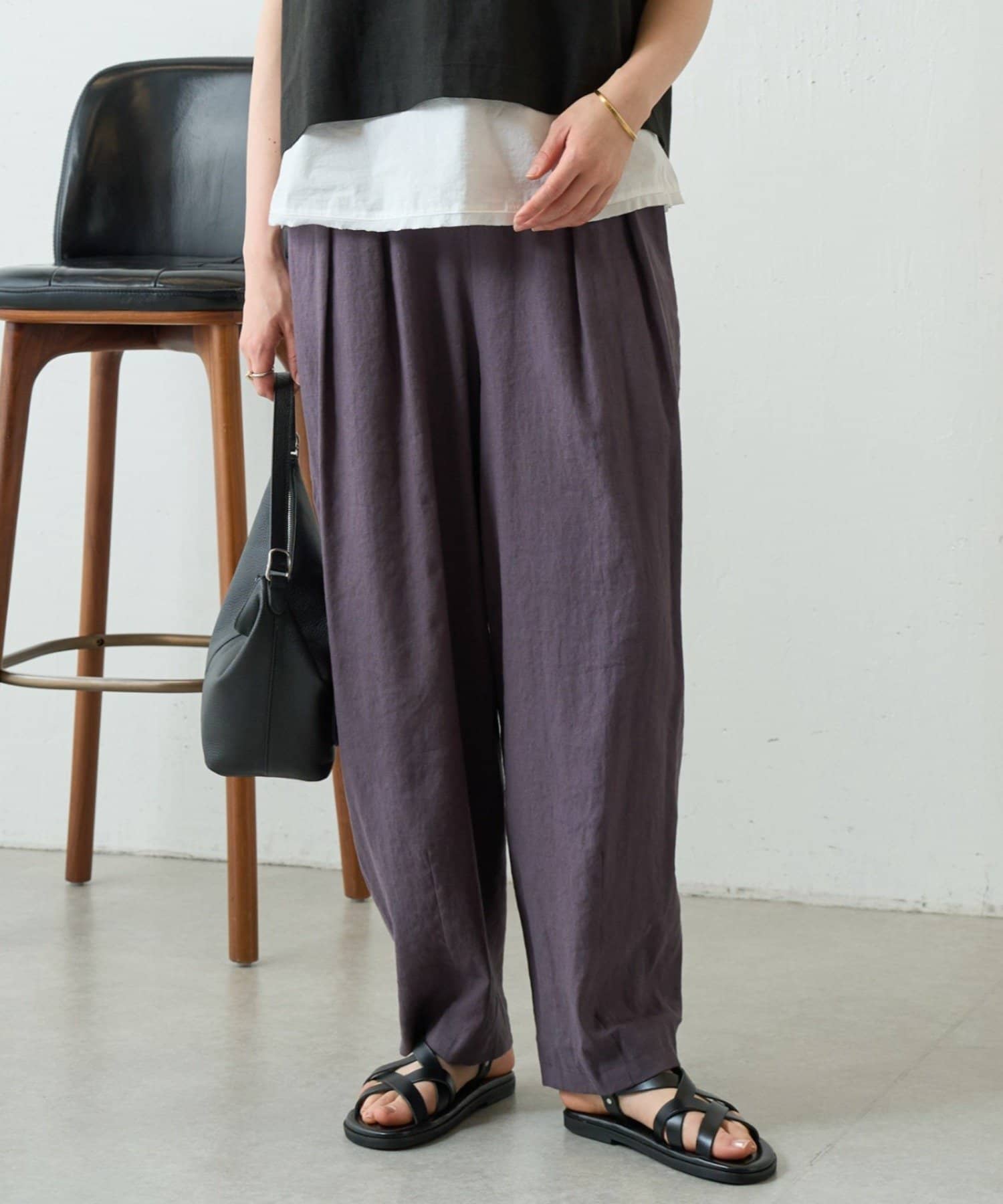 BEARDSLEY(ビアズリー) 《4/2(木)18：00予約開始》ウエストリブリネンバレルパンツ