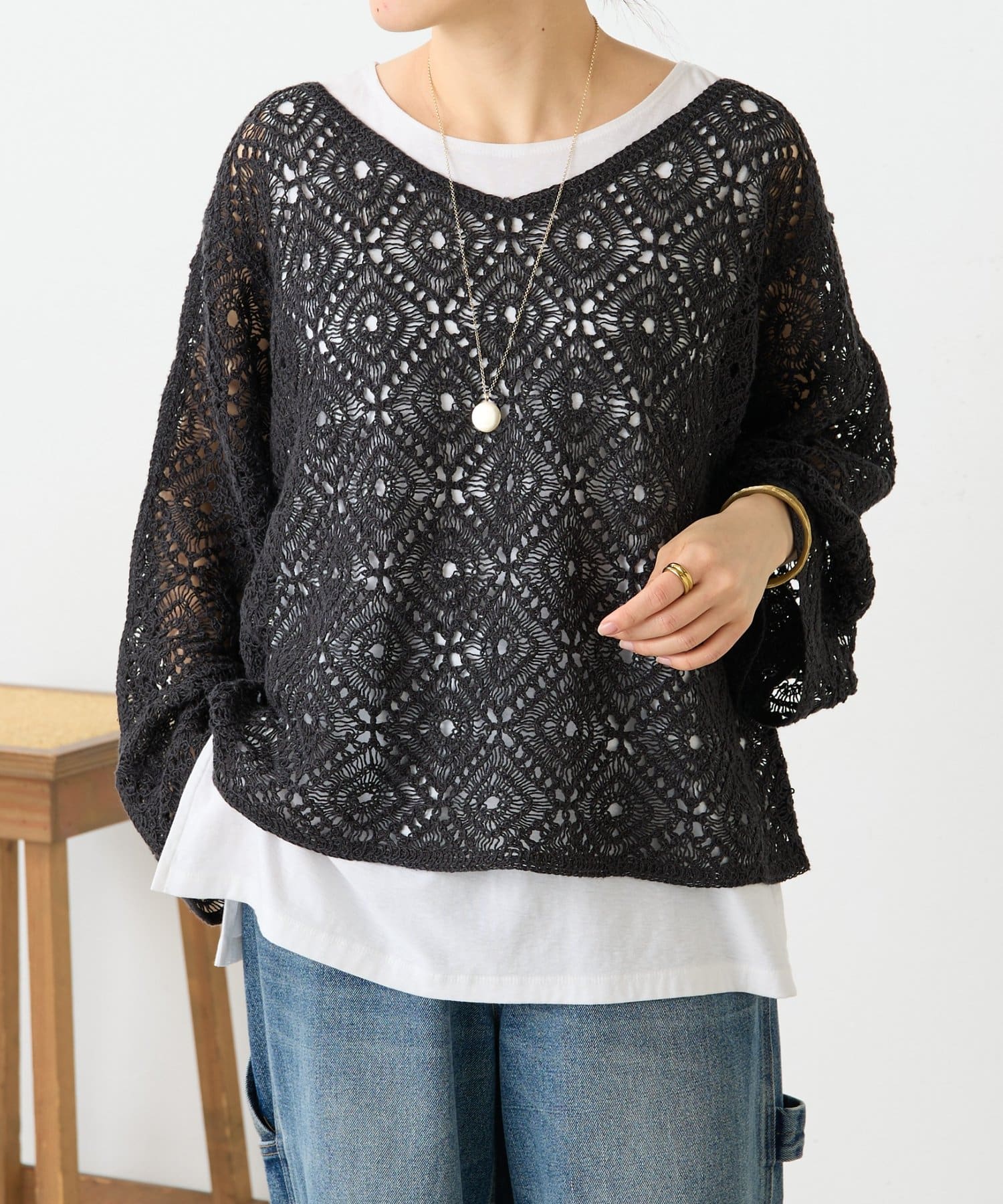 BEARDSLEY(ビアズリー) リネンレース編みニット