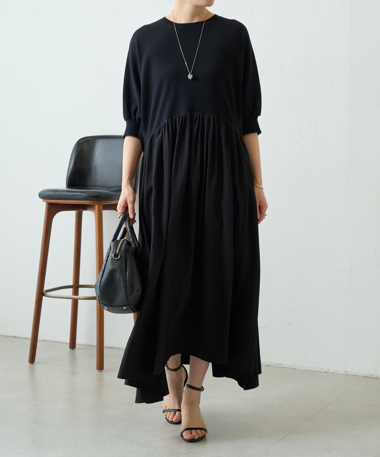 BEARDSLEY(ビアズリー) ニットコンビギャザーワンピ