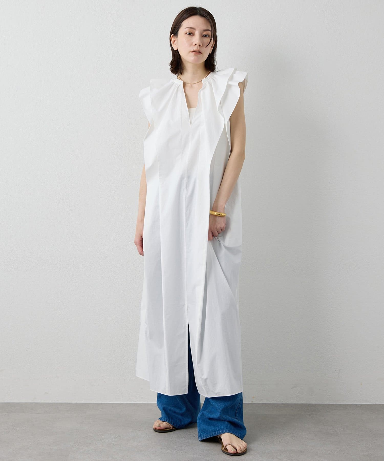 Whim Gazette(ウィム ガゼット) 【Drawing Numbers】タイプライターダブルフリルワンピース