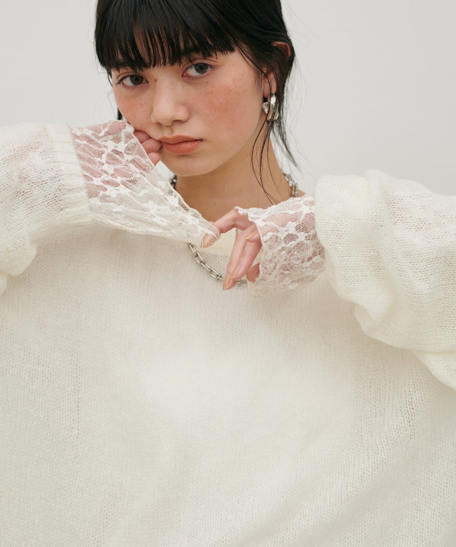 LARUTA(ラルータ) モヘア透かし編みプルオーバー