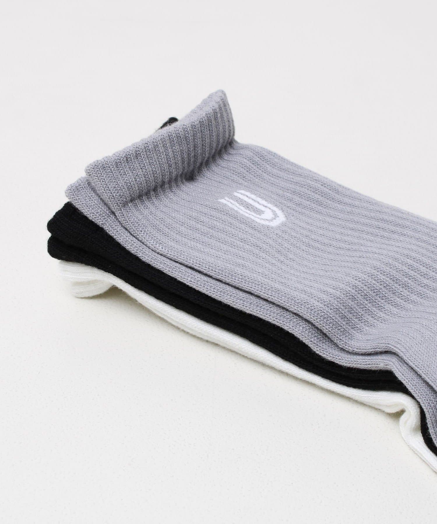 FREDY & GLOSTER(フレディ アンド グロスター) 【UNIVERSAL OVERALL】クルー丈サイドUOロゴ 3Pソックス