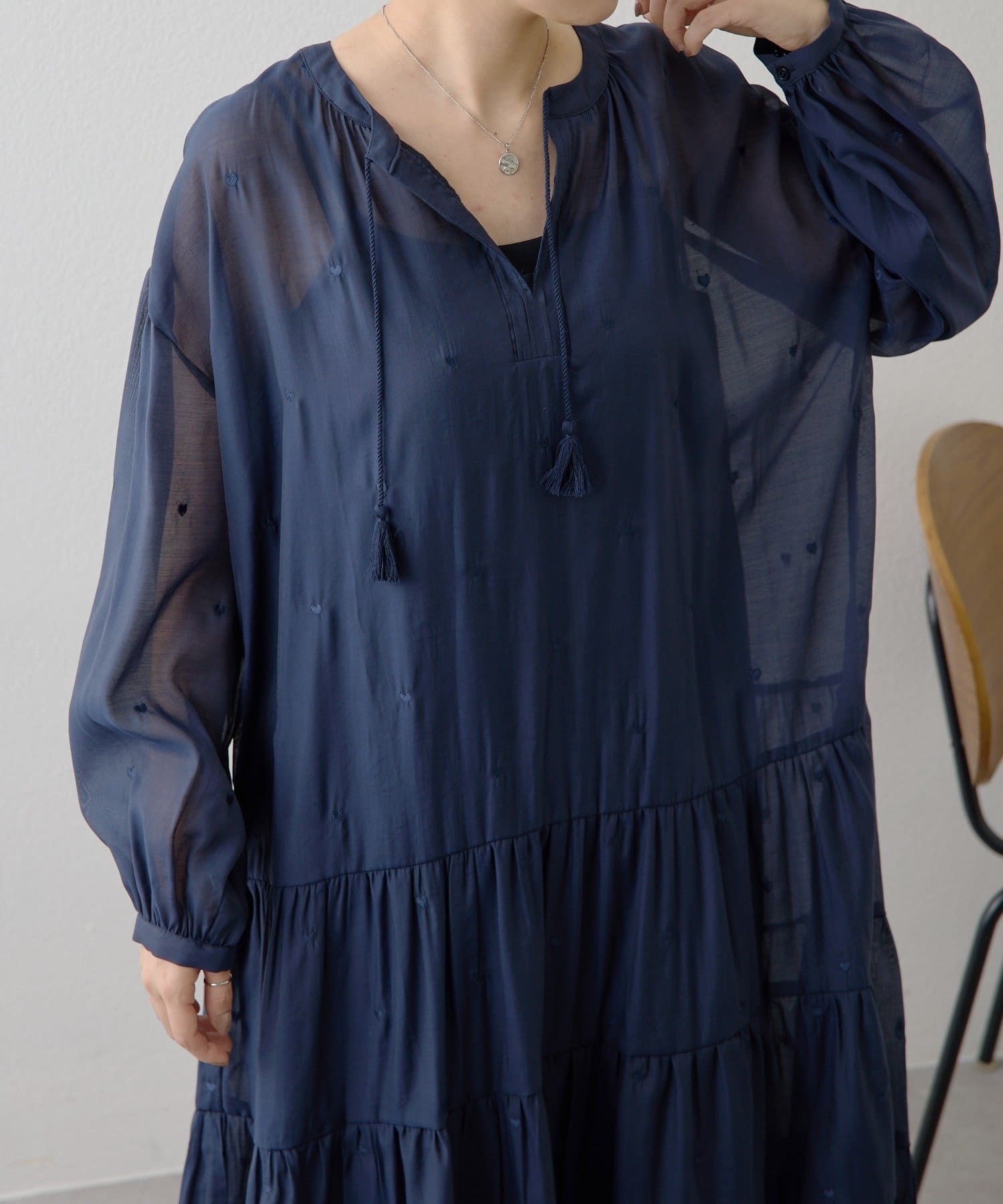 ear PAPILLONNER(イア パピヨネ) ハート刺しゅうワンピース【SUM1 STYLE(スミスタイル)】