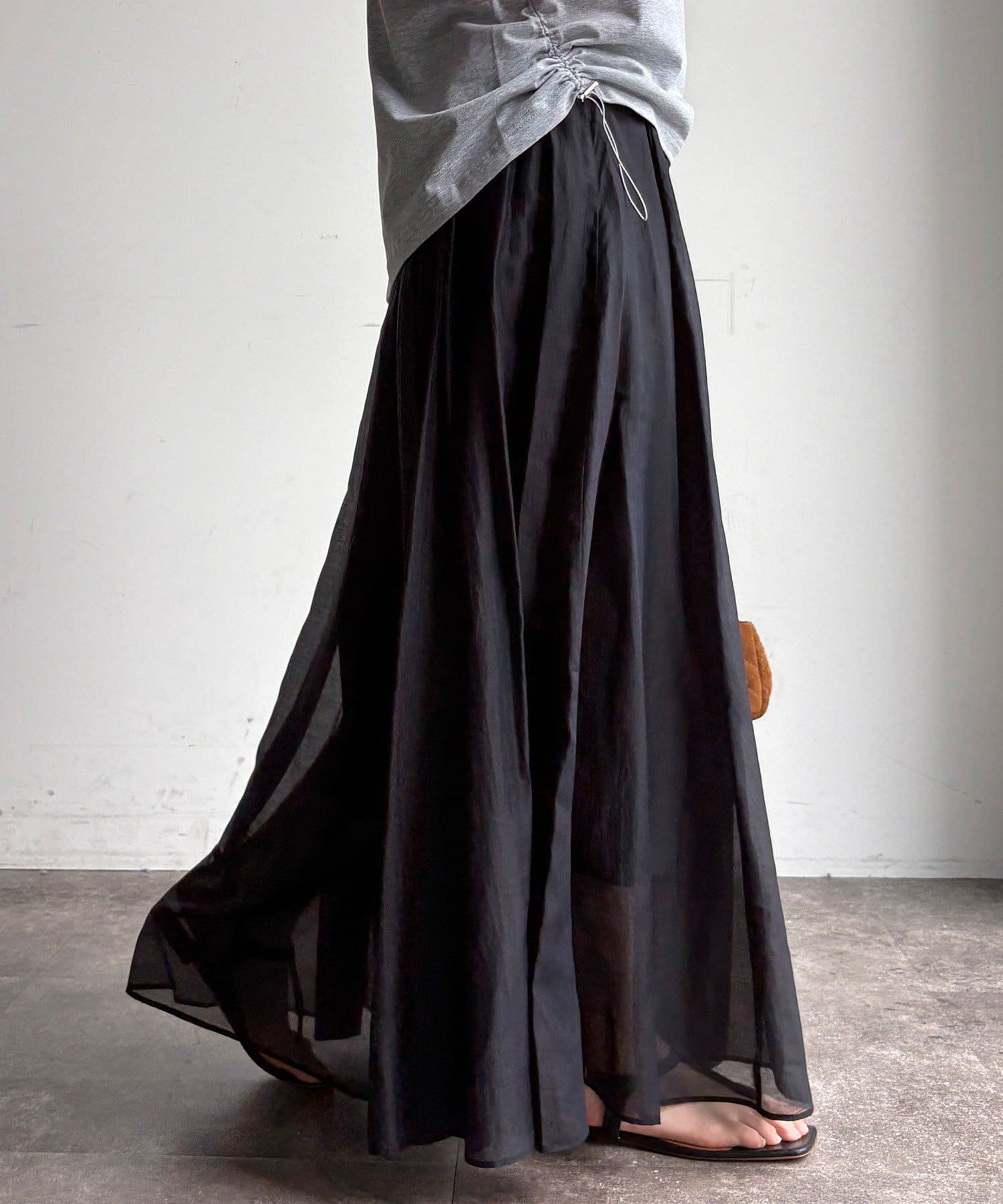 DOUDOU(ドゥドゥ) テンセルタックギャザースカート