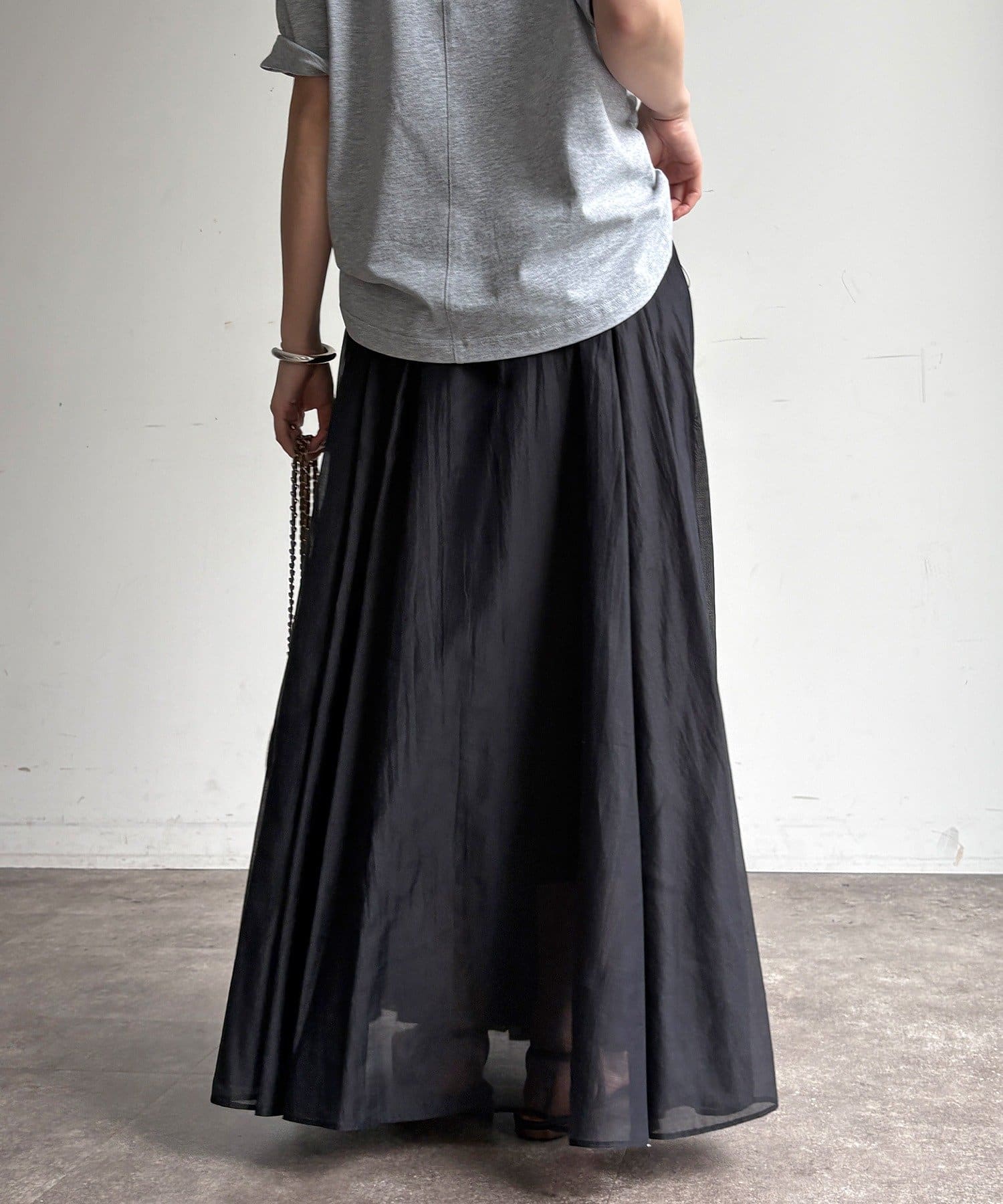 DOUDOU(ドゥドゥ) テンセルタックギャザースカート