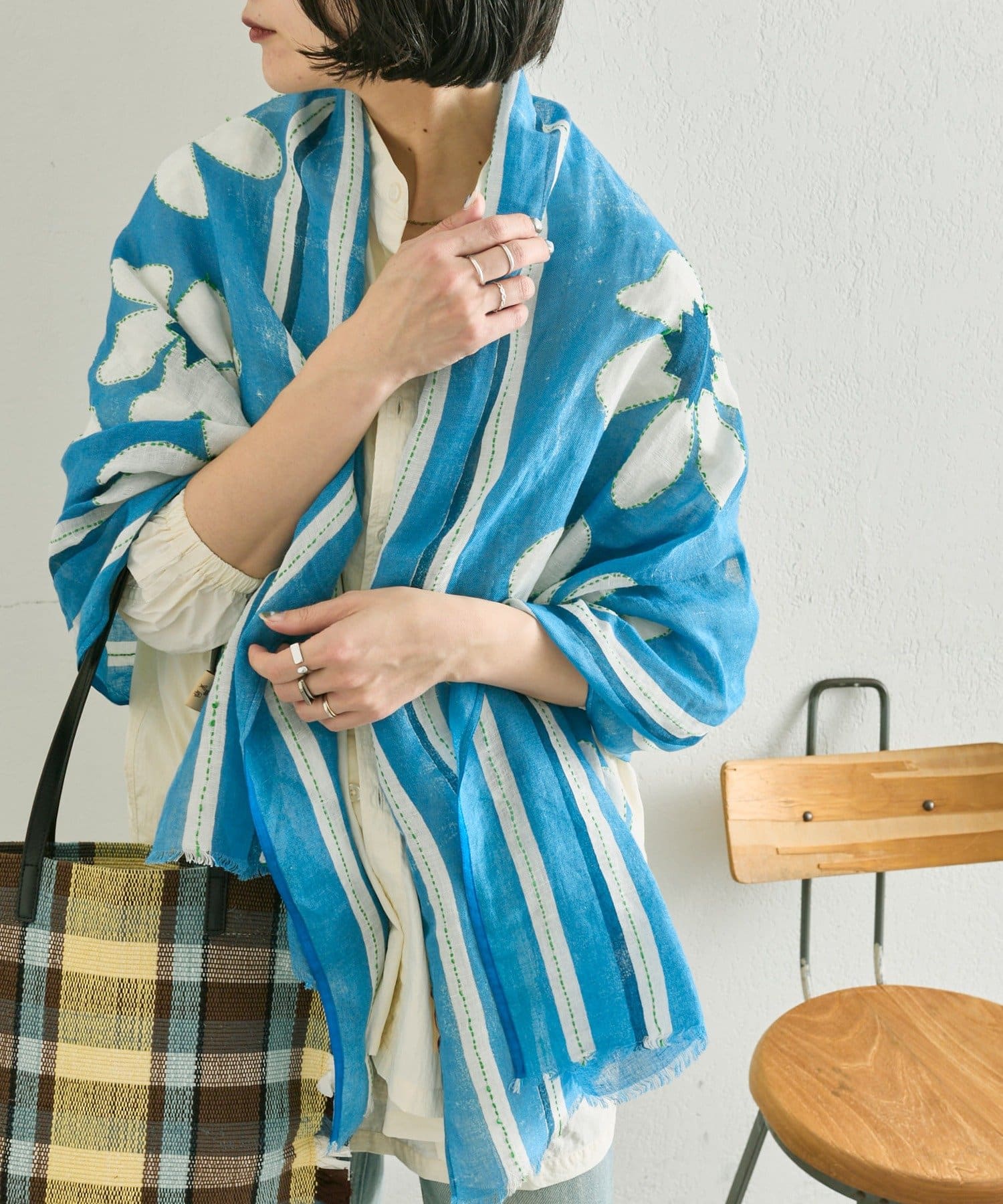 ear PAPILLONNER(イア パピヨネ) 【JAITUSH】BIG FLOWER STOLE/花柄ストール