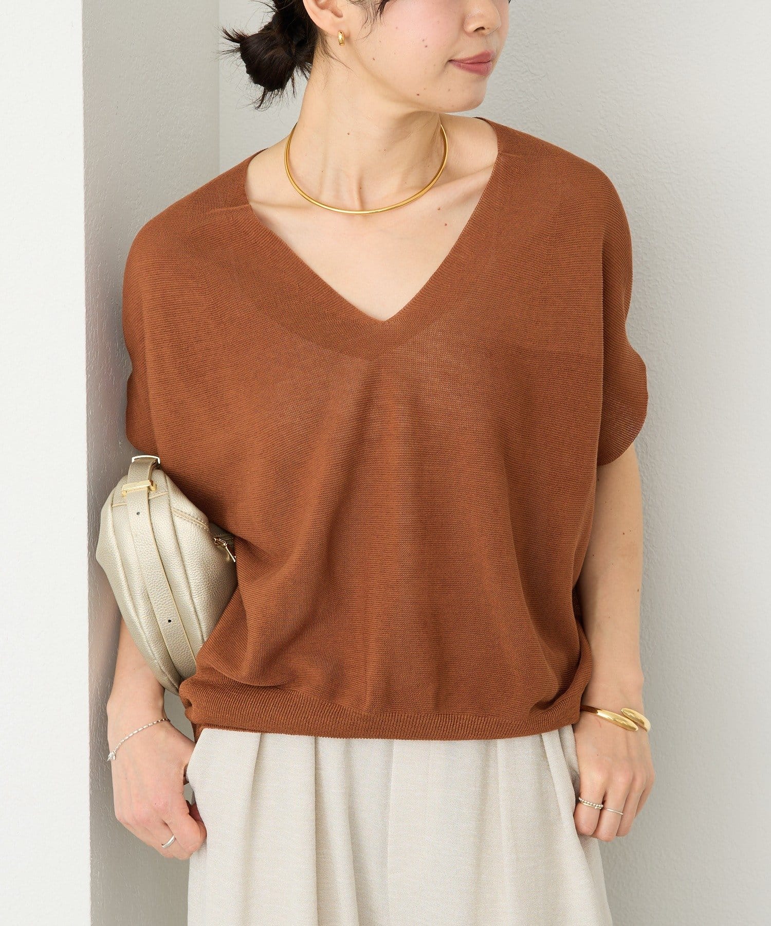 RIVE DROITE(リヴドロワ) 【美シルエット】ライトギマフレンチコクーンニット