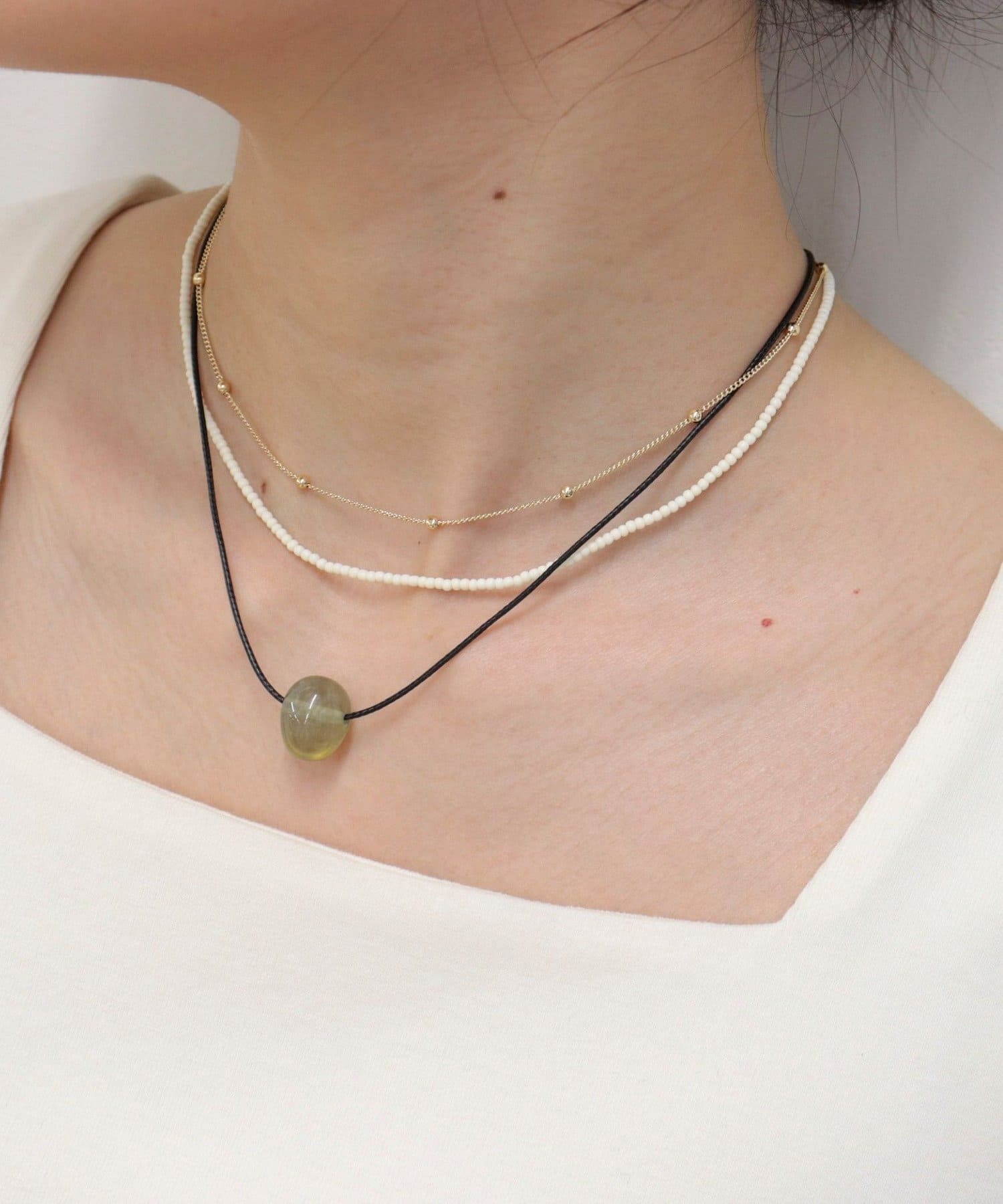 FREDY & GLOSTER(フレディ アンド グロスター) ガラスストーン3種セットネックレス