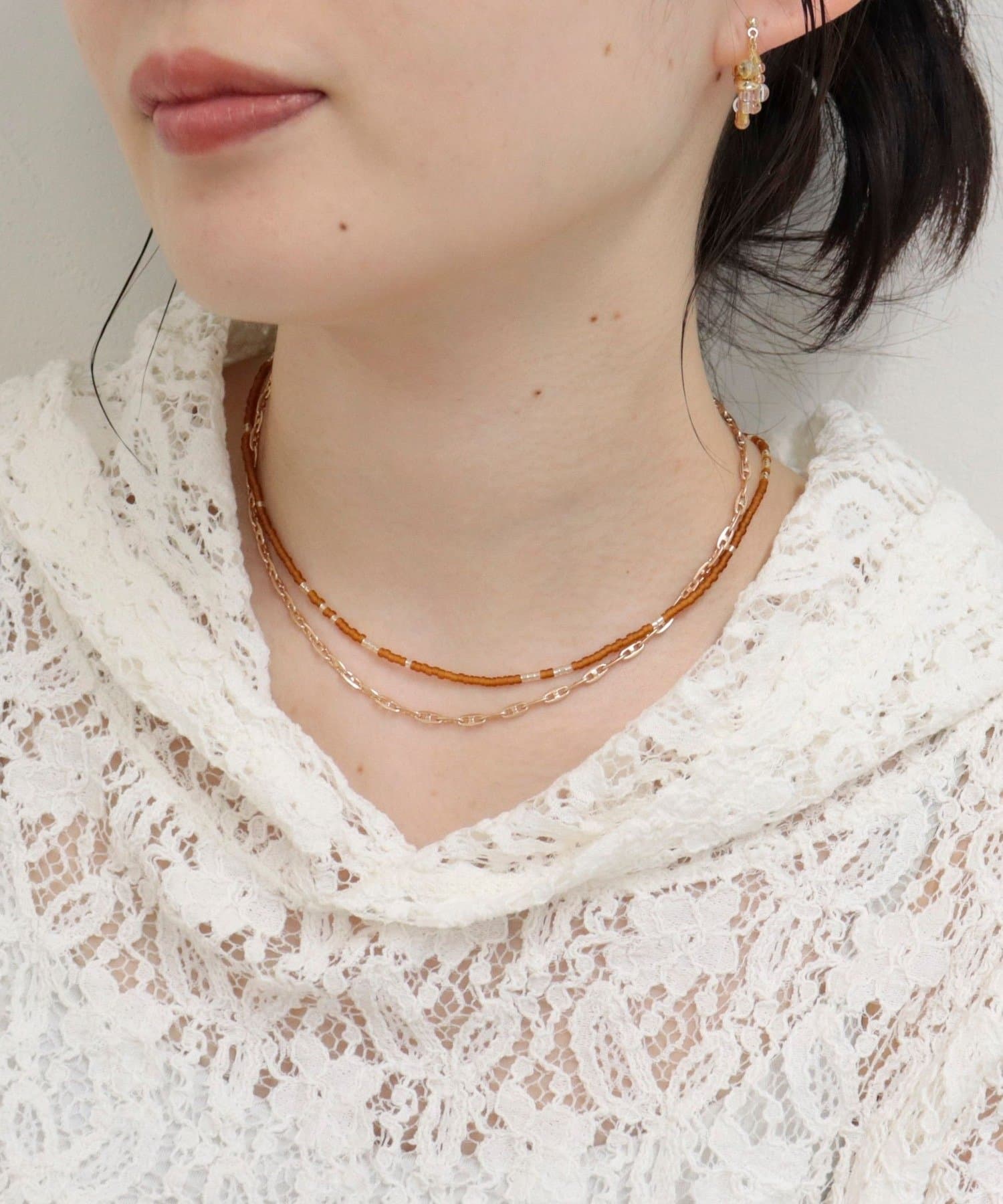 FREDY & GLOSTER(フレディ アンド グロスター) マットビーズアジャスト2セットネックレス