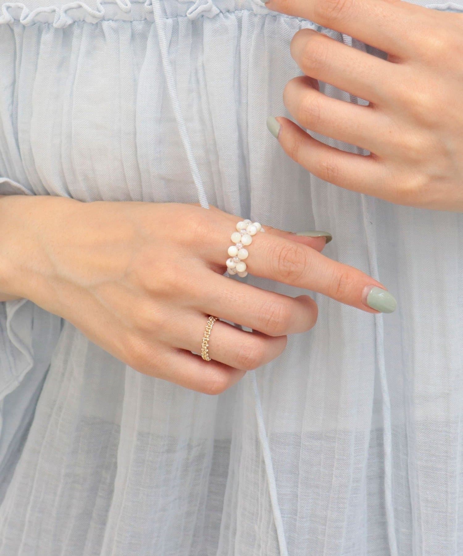 FREDY & GLOSTER(フレディ アンド グロスター) バイカラービーズチェーン2連リング