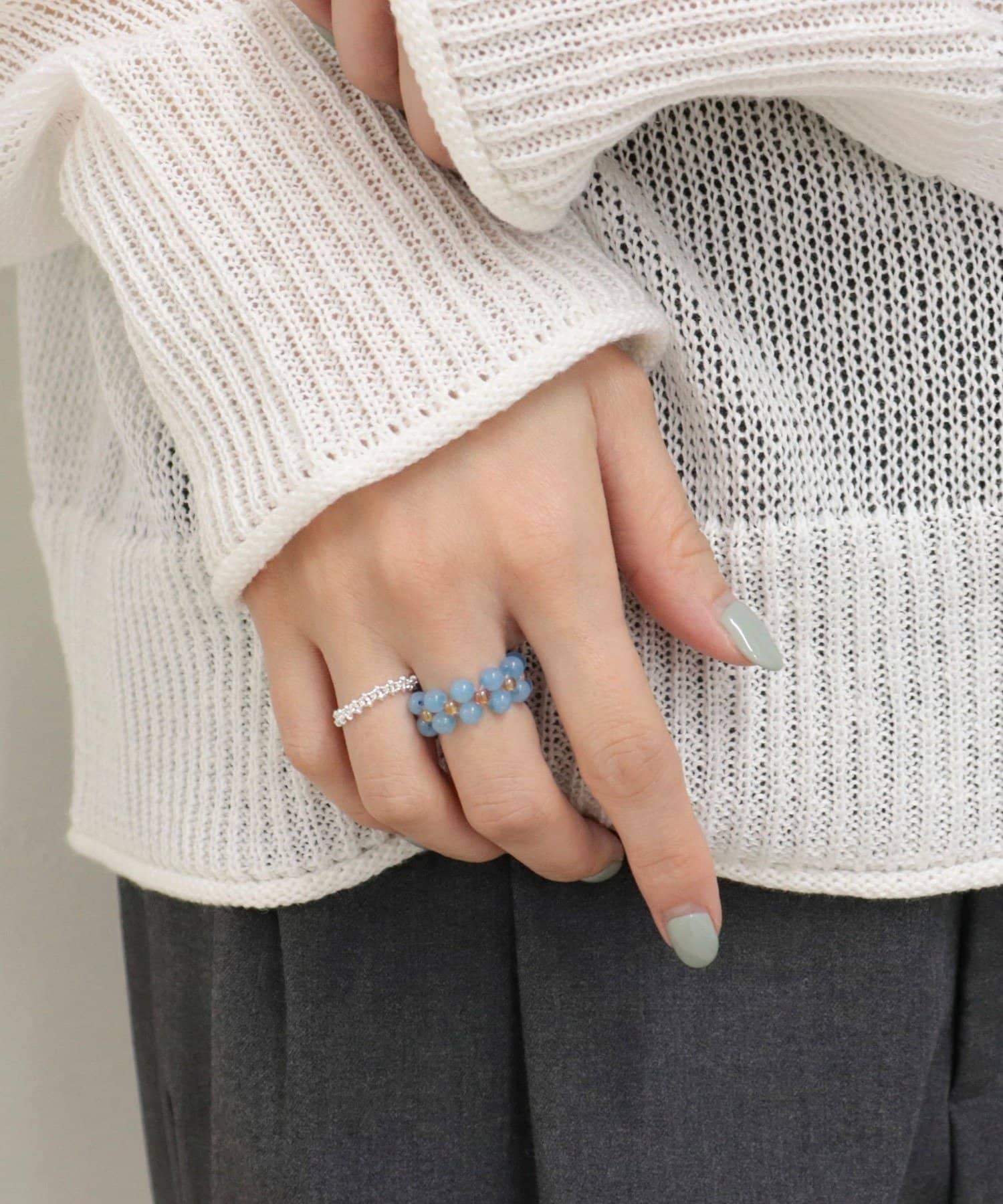 FREDY & GLOSTER(フレディ アンド グロスター) バイカラービーズチェーン2連リング