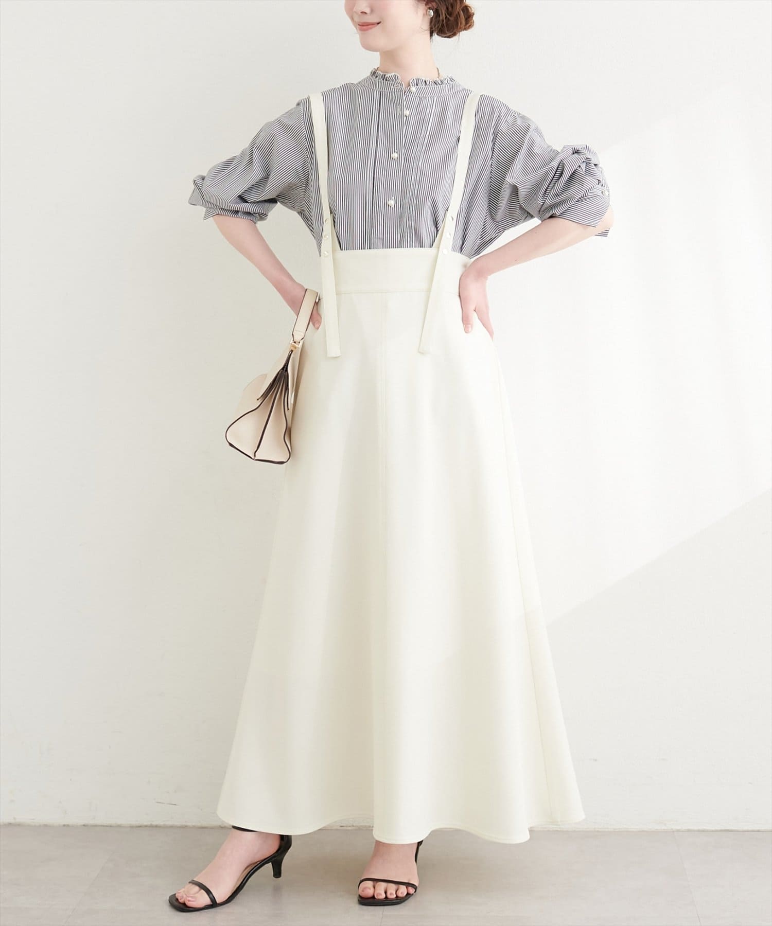 natural couture(ナチュラルクチュール) ドット釦デザイン２WAYスカート