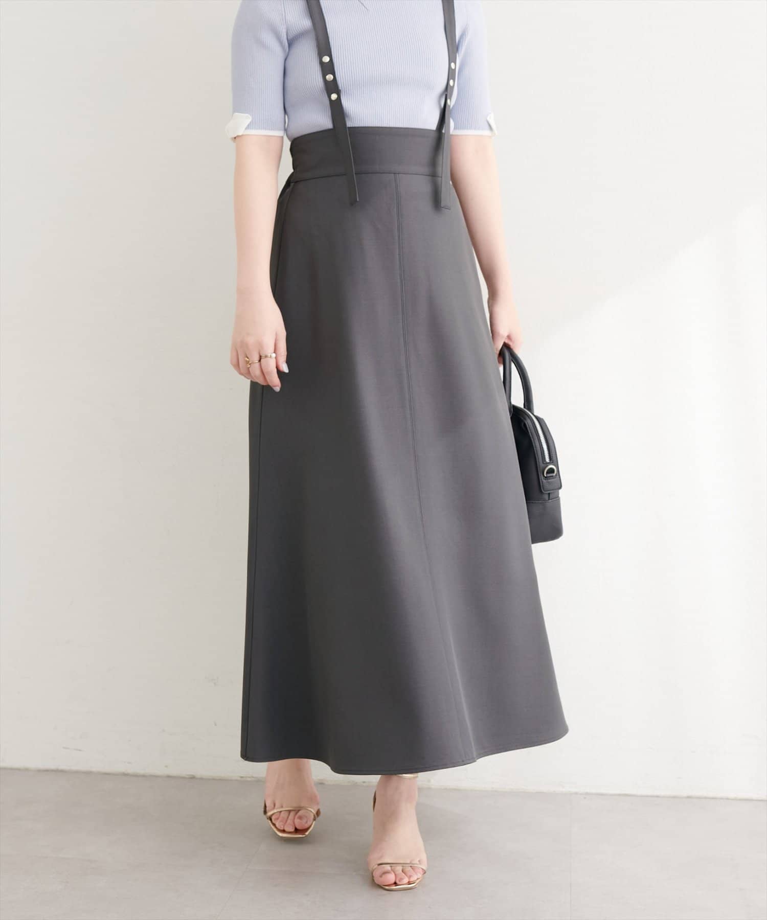 natural couture(ナチュラルクチュール) ドット釦デザイン２WAYスカート