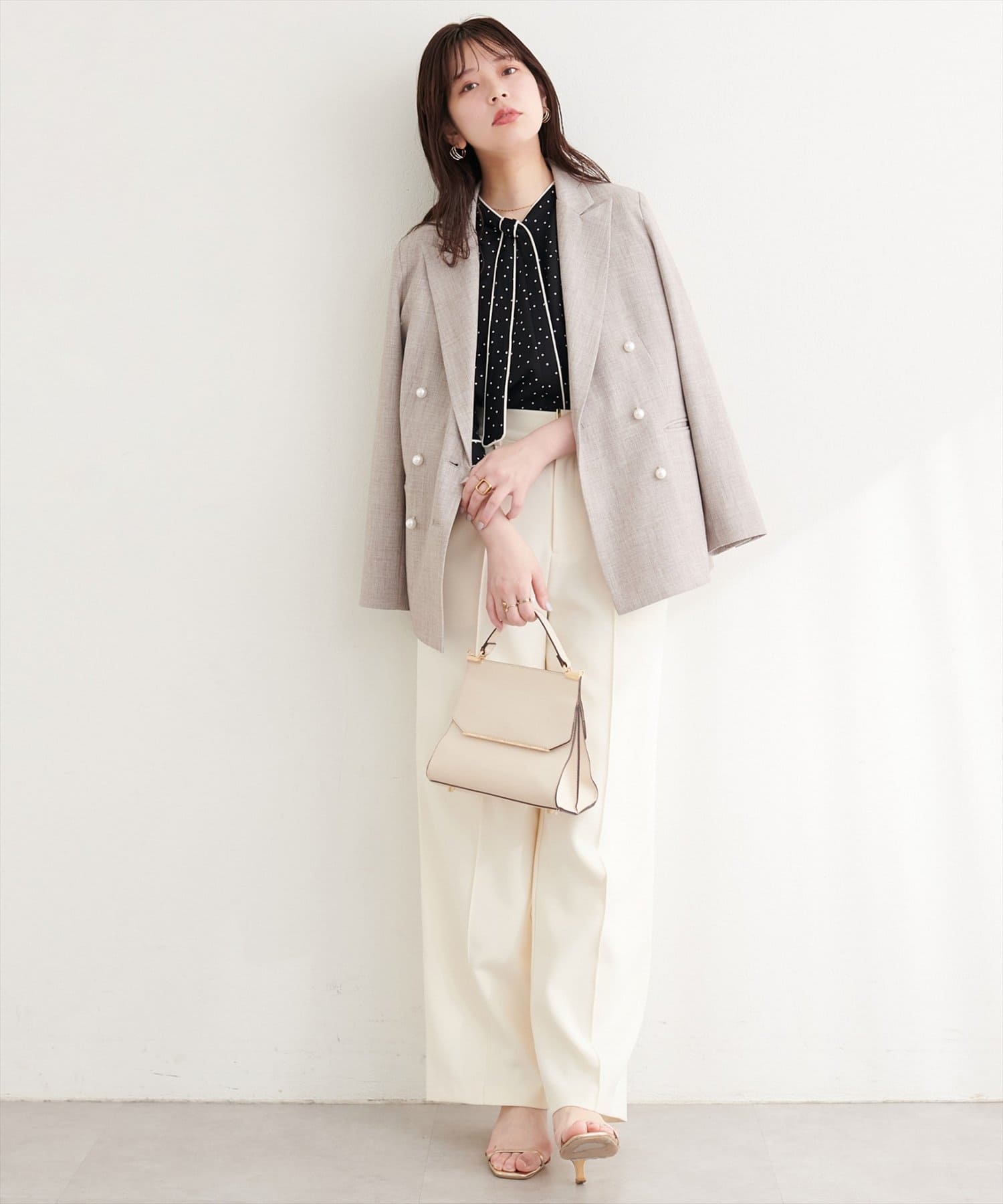 natural couture(ナチュラルクチュール) ねじり配色ボウタイブラウス