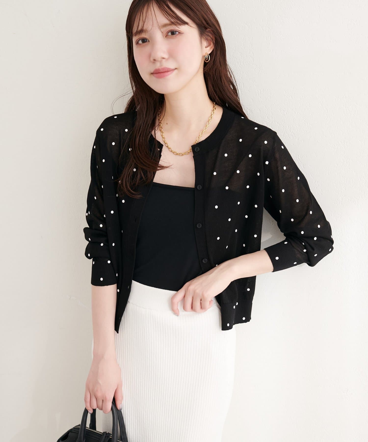 natural couture(ナチュラルクチュール) ドットシアーカーディガン