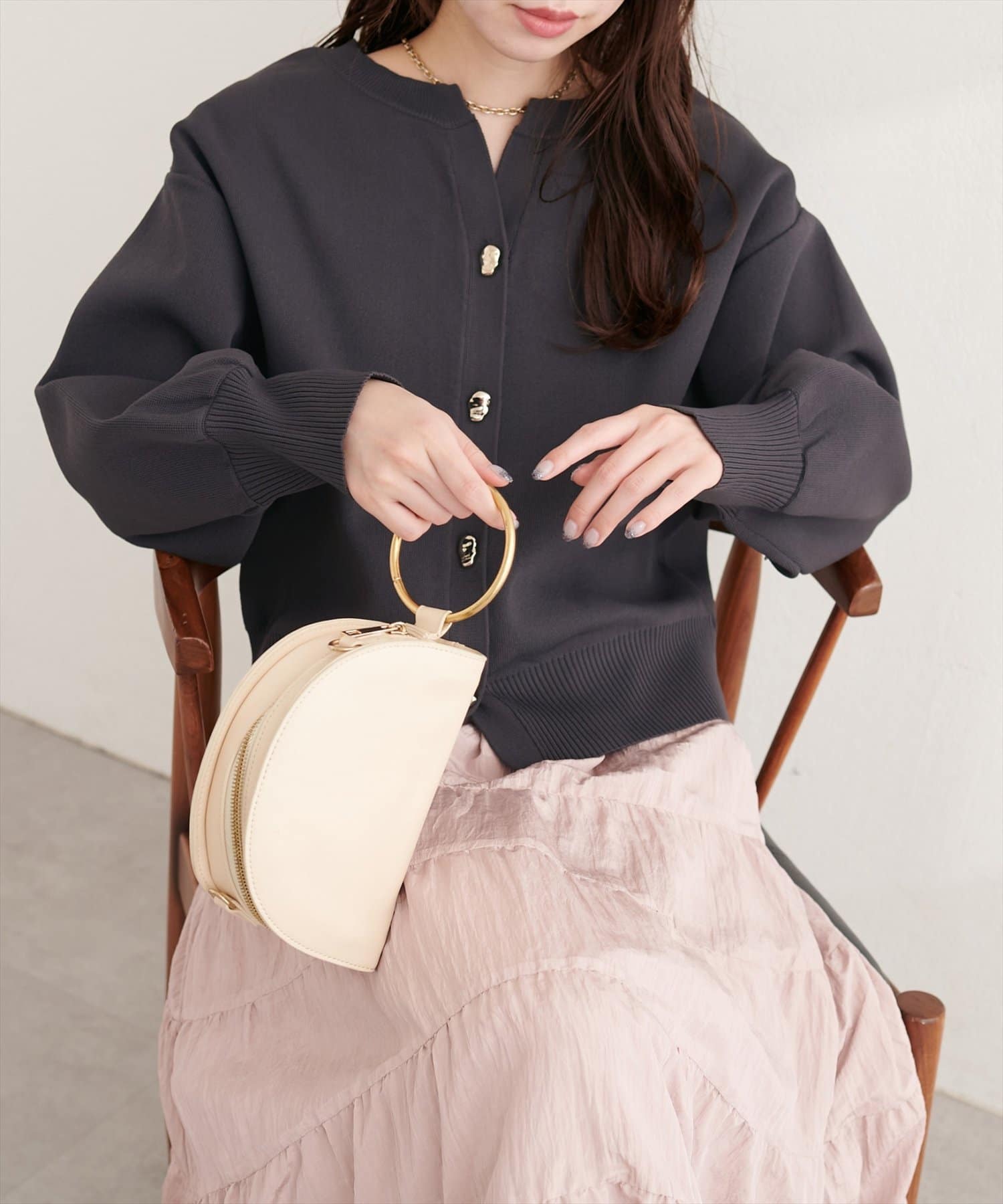 natural couture(ナチュラルクチュール) キーネックポリカーデ