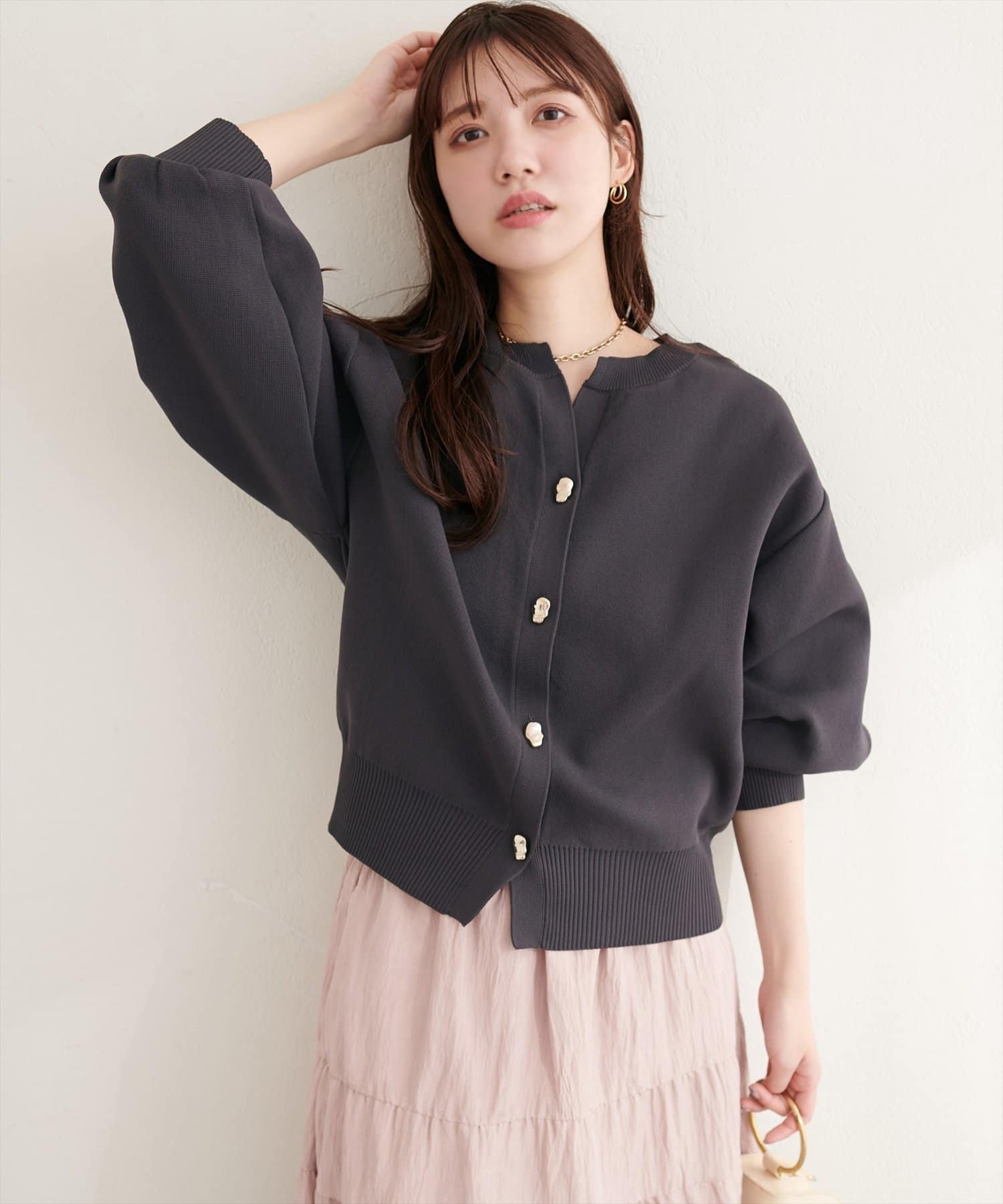 natural couture(ナチュラルクチュール) キーネックポリカーデ