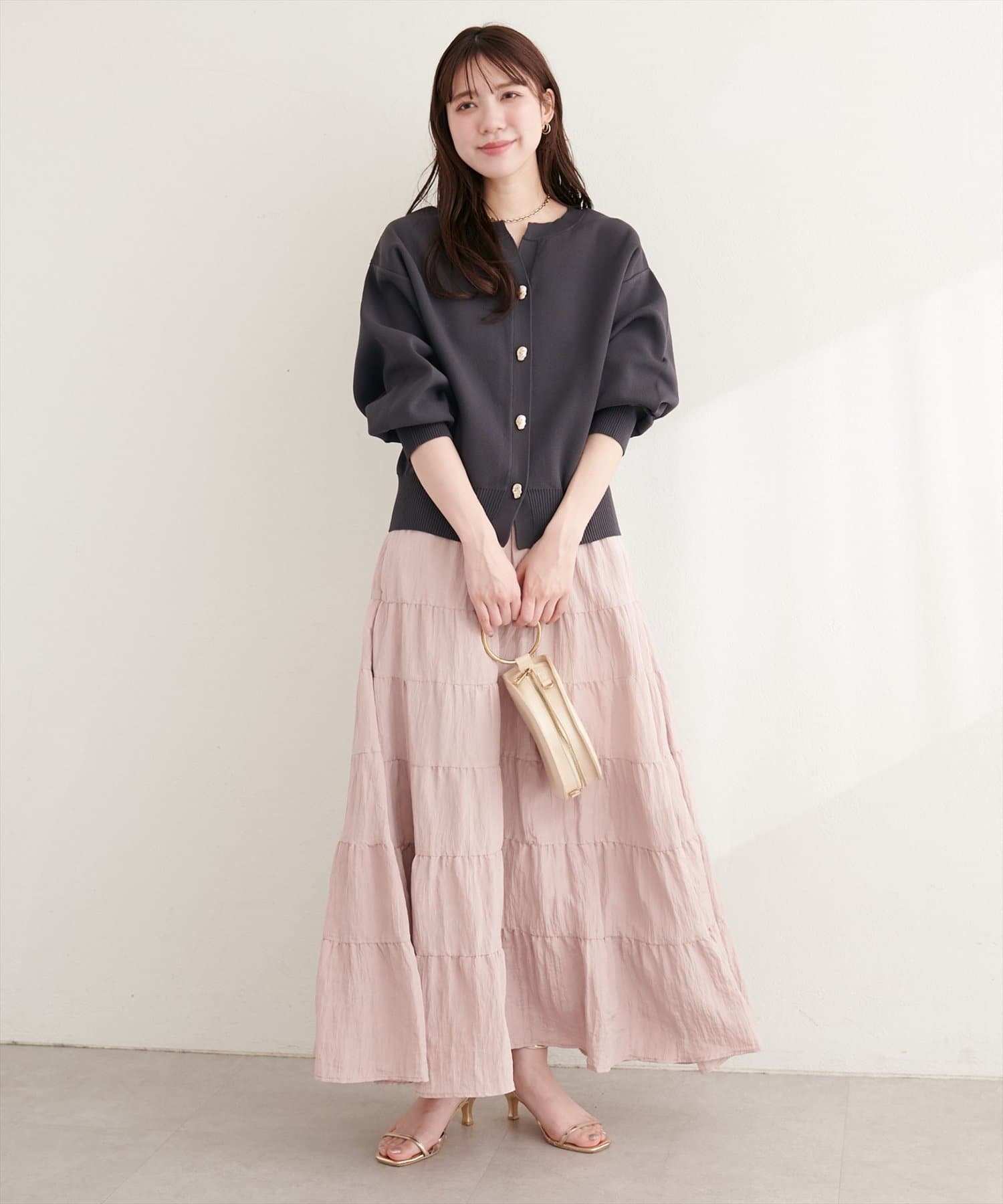 natural couture(ナチュラルクチュール) キーネックポリカーデ