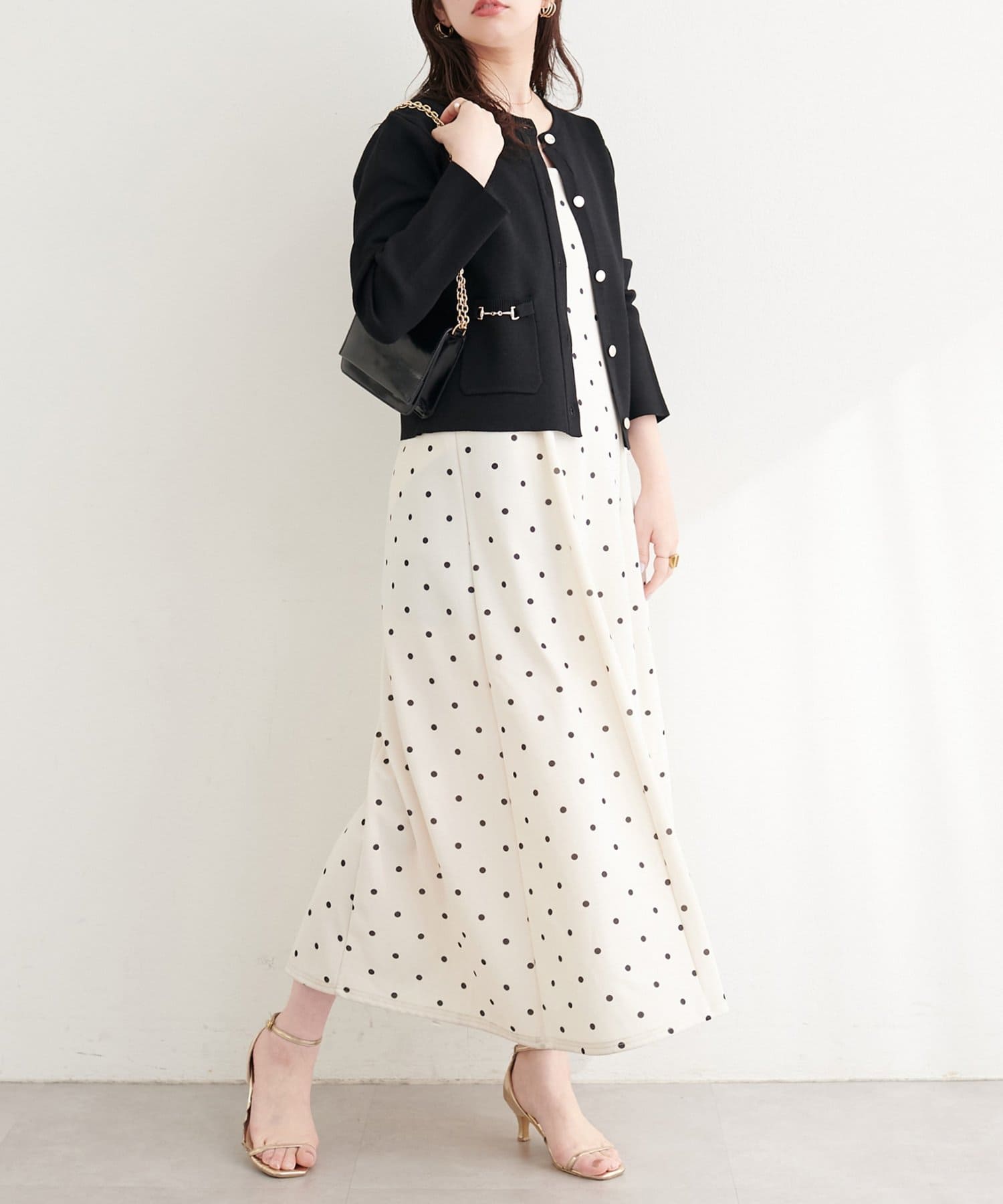 natural couture(ナチュラルクチュール) ビットポケットニットジャケット