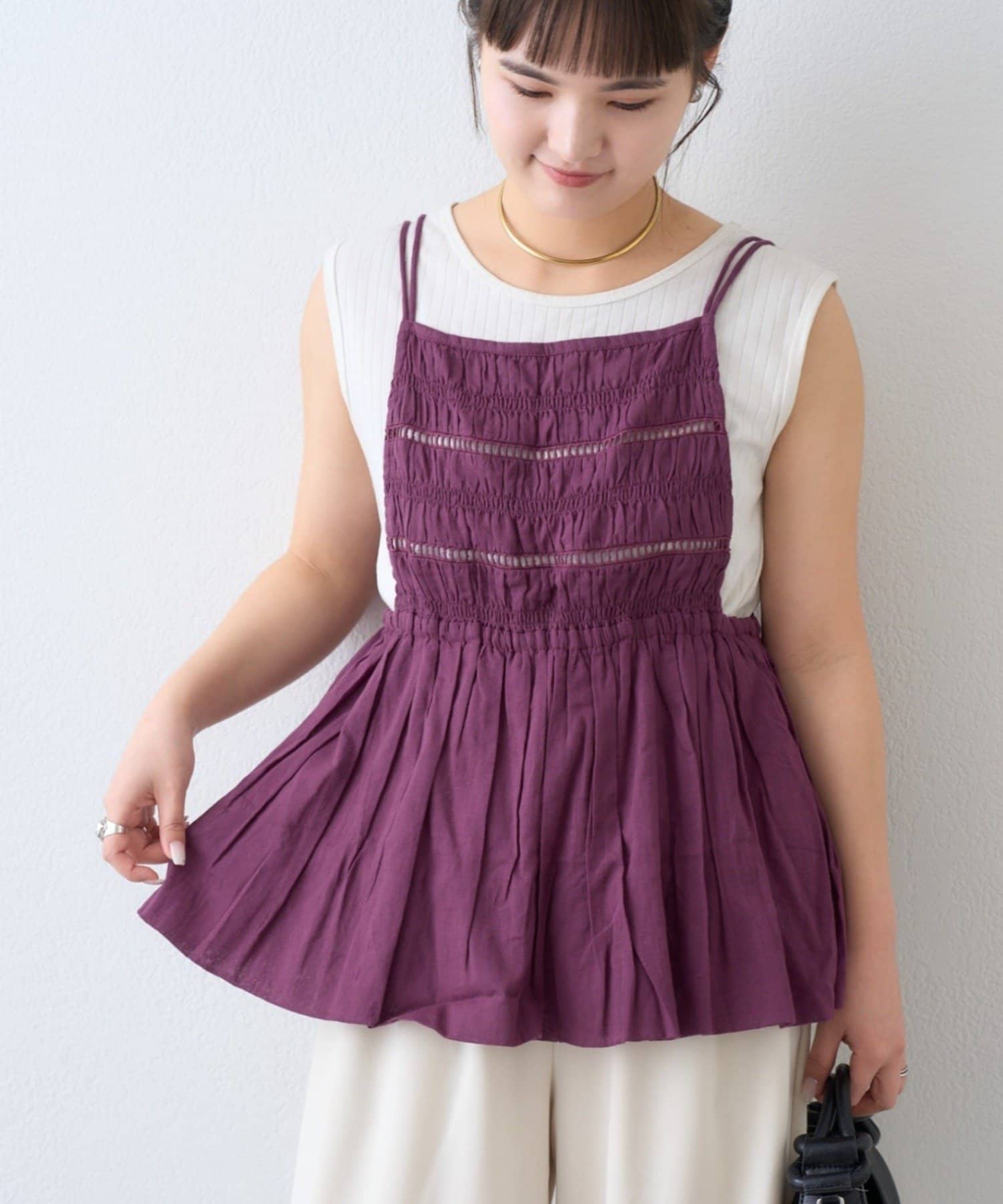 CIAOPANIC TYPY(チャオパニックティピー) 【India】シャーリングバルーンエプロンキャミチュニック