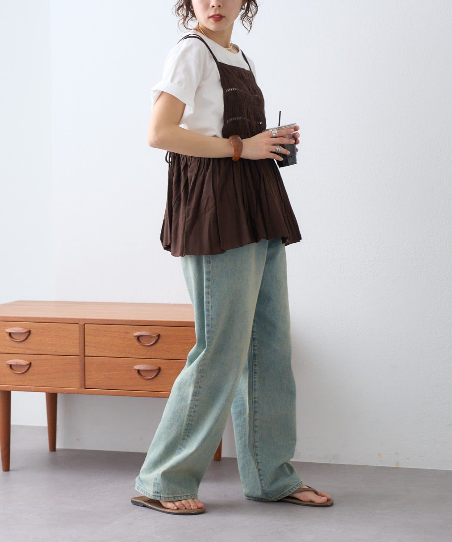 CIAOPANIC TYPY(チャオパニックティピー) 【India】シャーリングバルーンエプロンキャミチュニック