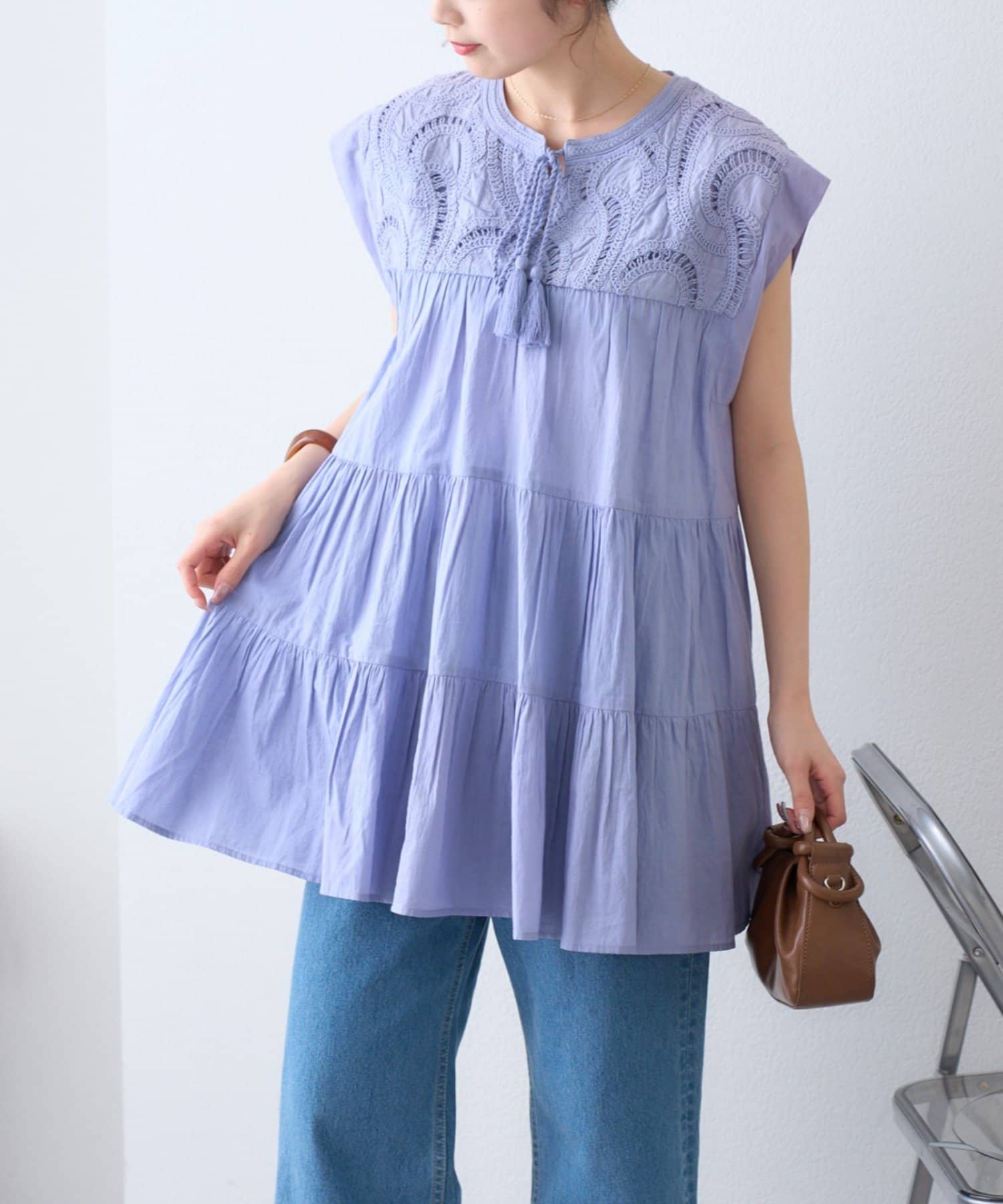 CIAOPANIC TYPY(チャオパニックティピー) 【India】ハシゴレースティアードチュニックワンピ