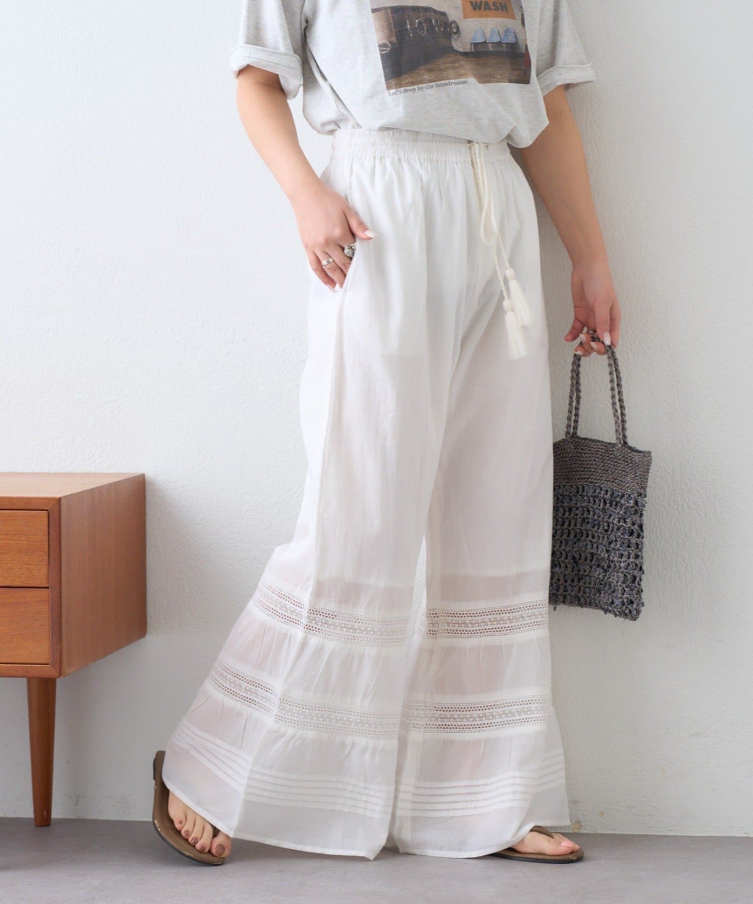 CIAOPANIC TYPY(チャオパニックティピー) 【india】ピンタックレースフレアパンツ