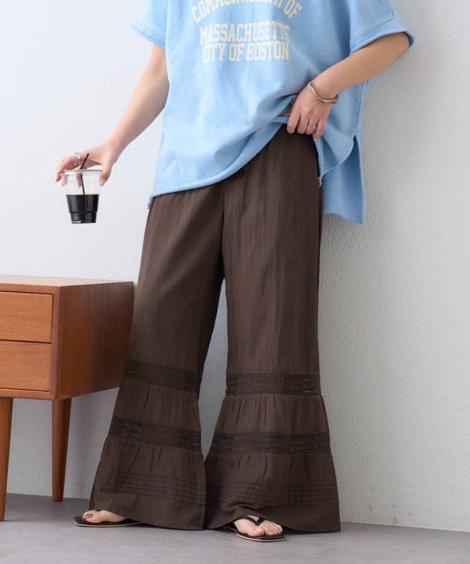 CIAOPANIC TYPY(チャオパニックティピー) 【india】ピンタックレースフレアパンツ