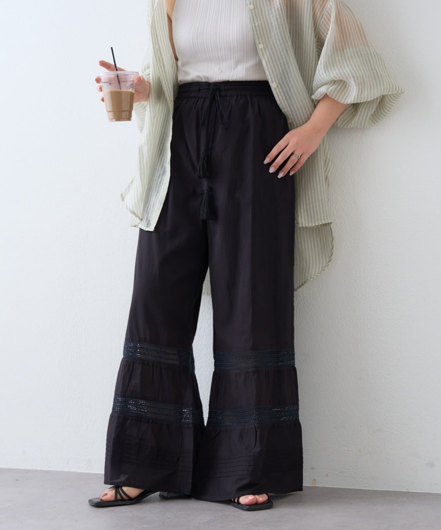 CIAOPANIC TYPY(チャオパニックティピー) 【india】ピンタックレースフレアパンツ