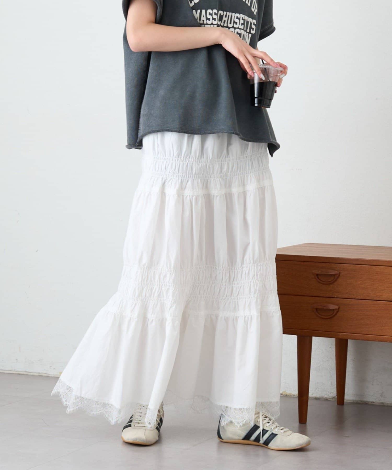 CIAOPANIC TYPY(チャオパニックティピー) 裾レースシャーリングスカート