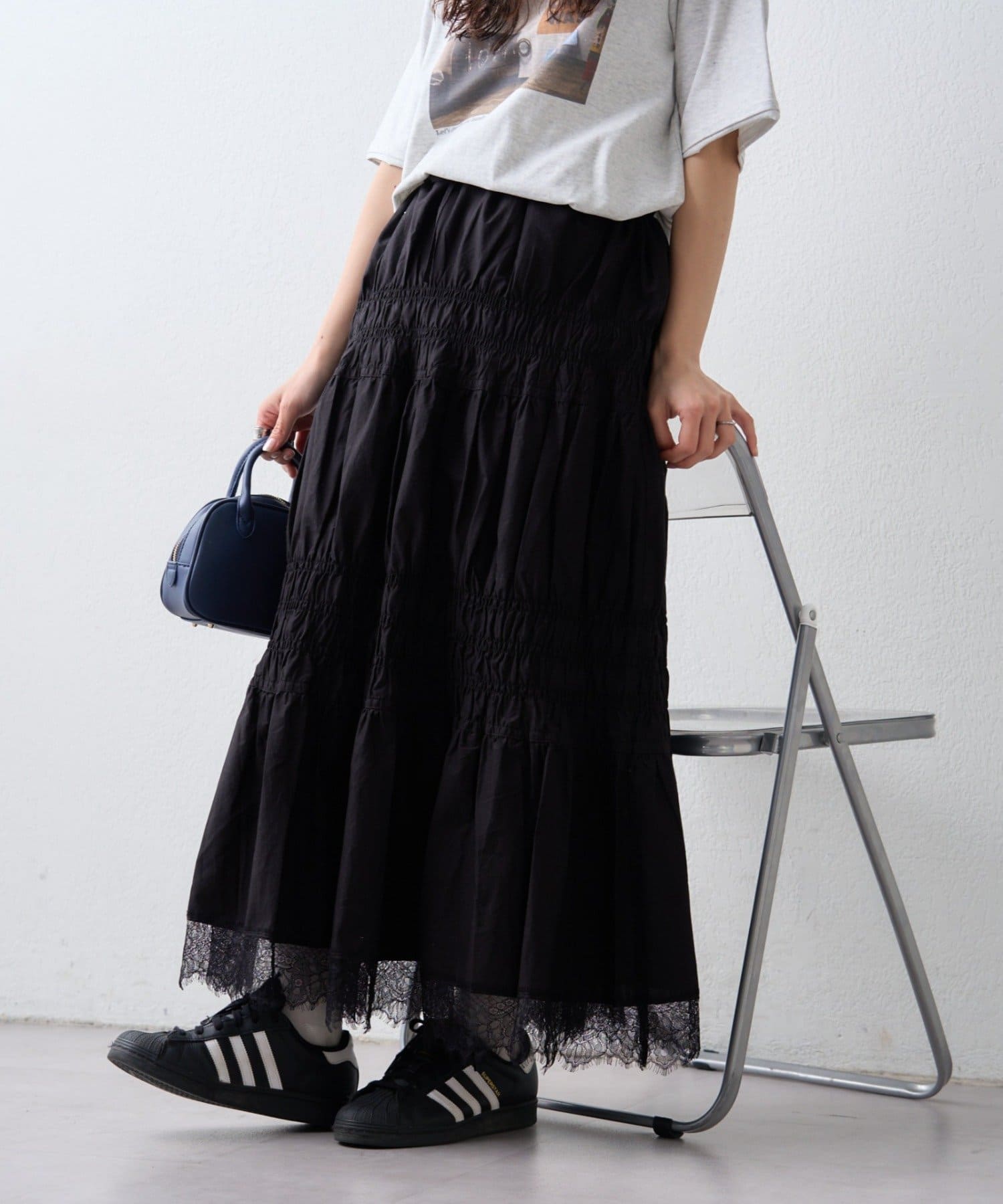 CIAOPANIC TYPY(チャオパニックティピー) 裾レースシャーリングスカート
