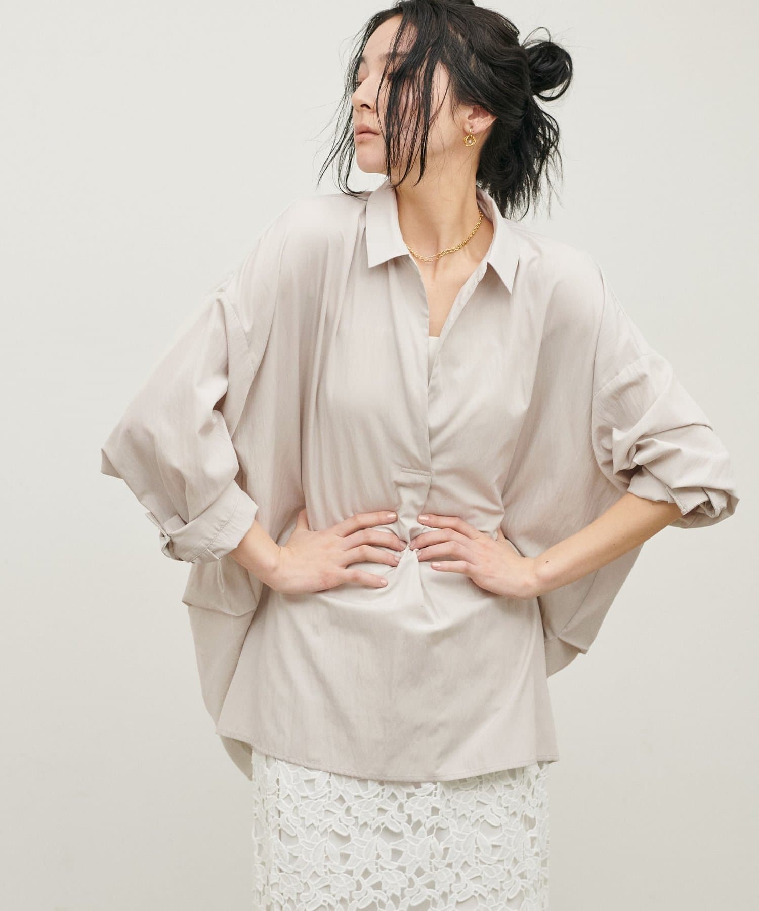 LARUTA(ラルータ) スキッパー長袖シャツ