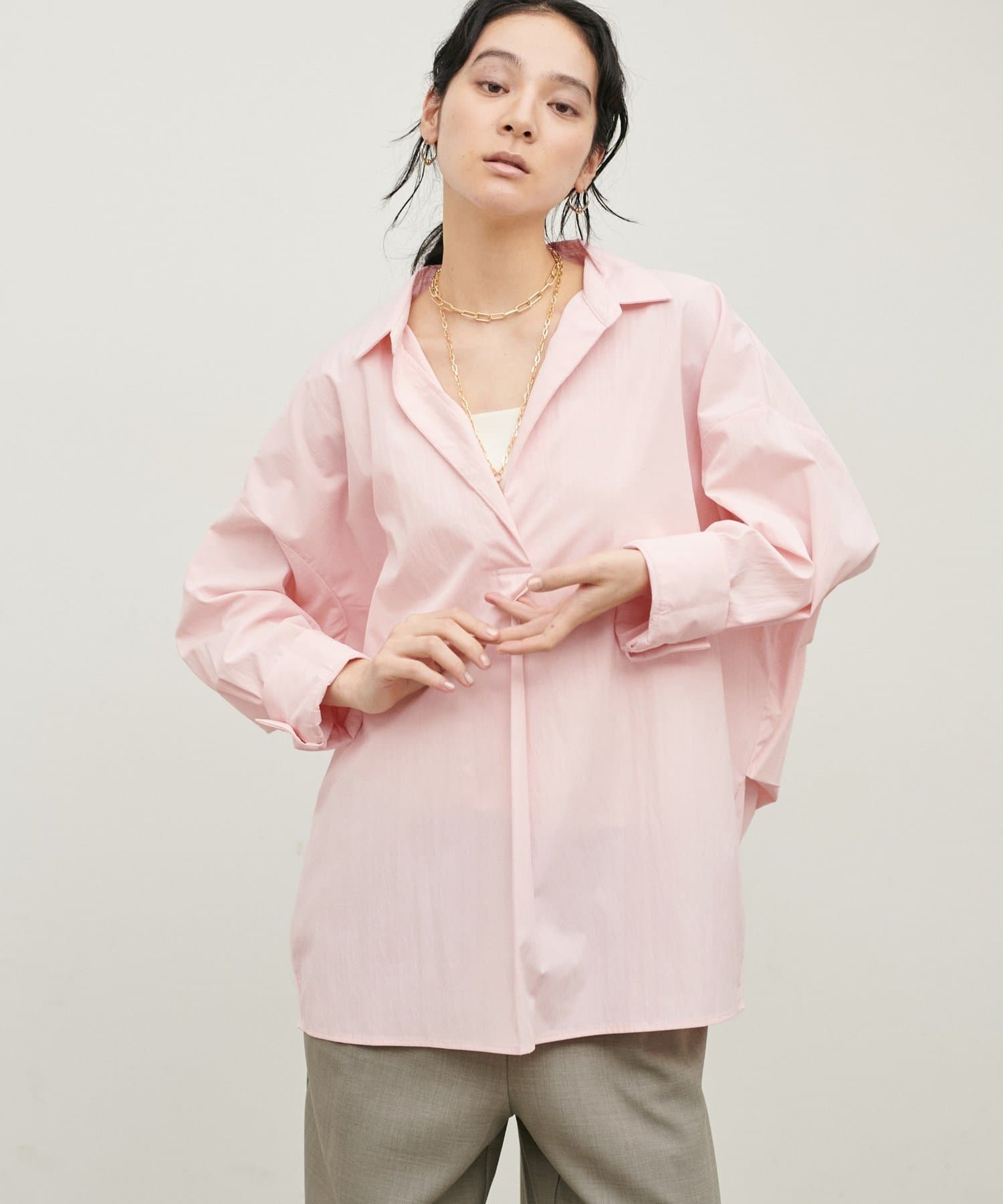 LARUTA(ラルータ) スキッパー長袖シャツ