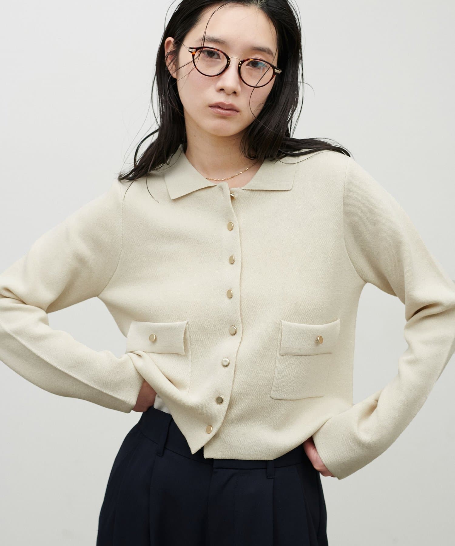 LARUTA(ラルータ) 衿付きニットジャケット