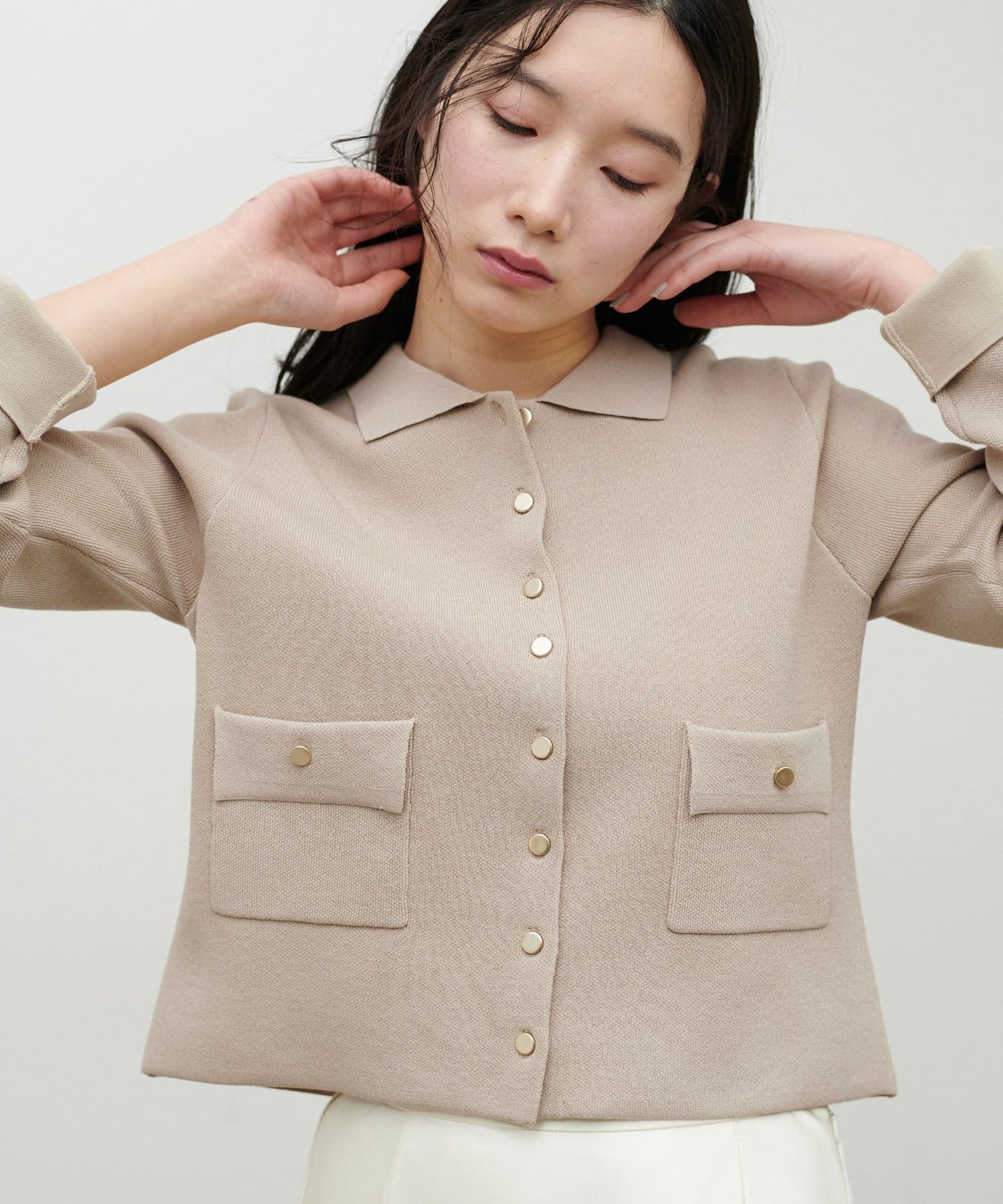 LARUTA(ラルータ) 衿付きニットジャケット